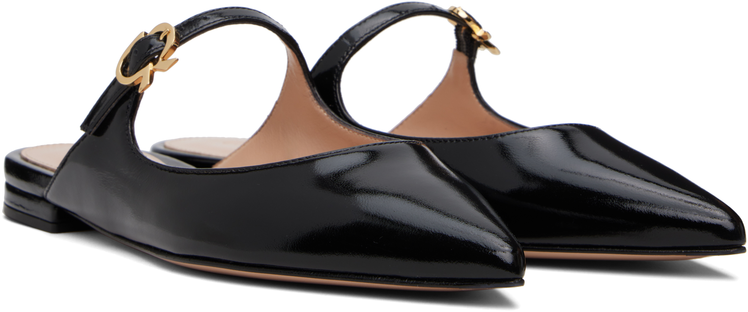 Gianvito Rossi Black Ribbon Jane Slide Loafers In Black
