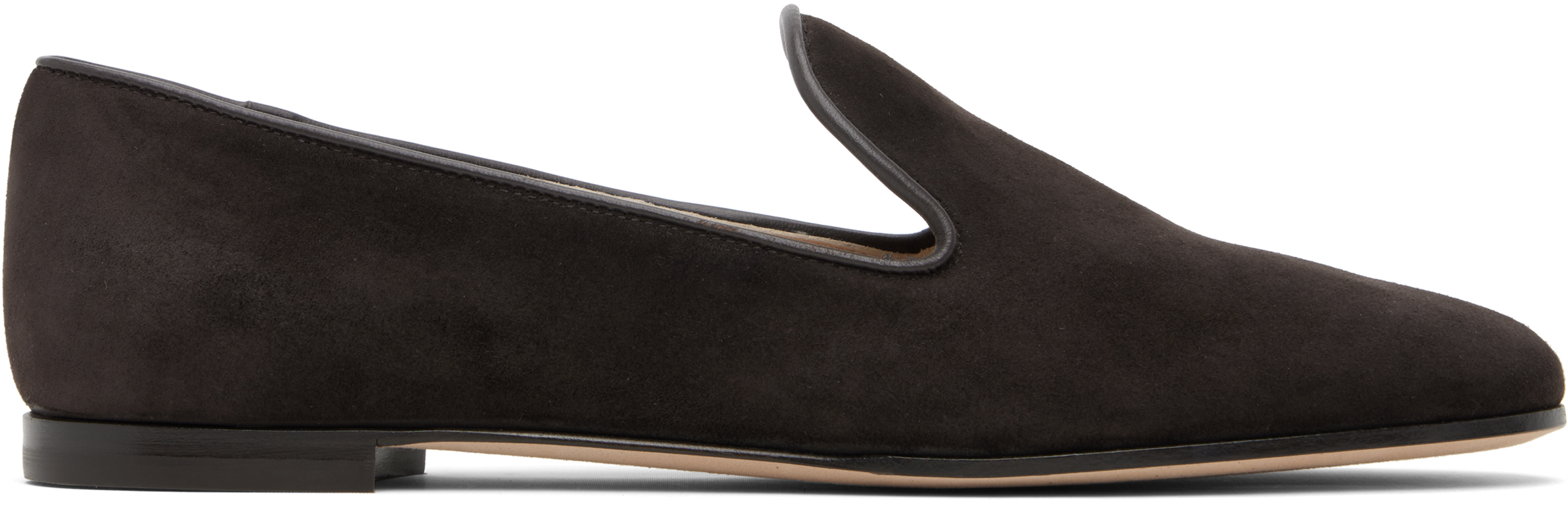 Gianvito Rossi Brown Suede Loafers In Gray