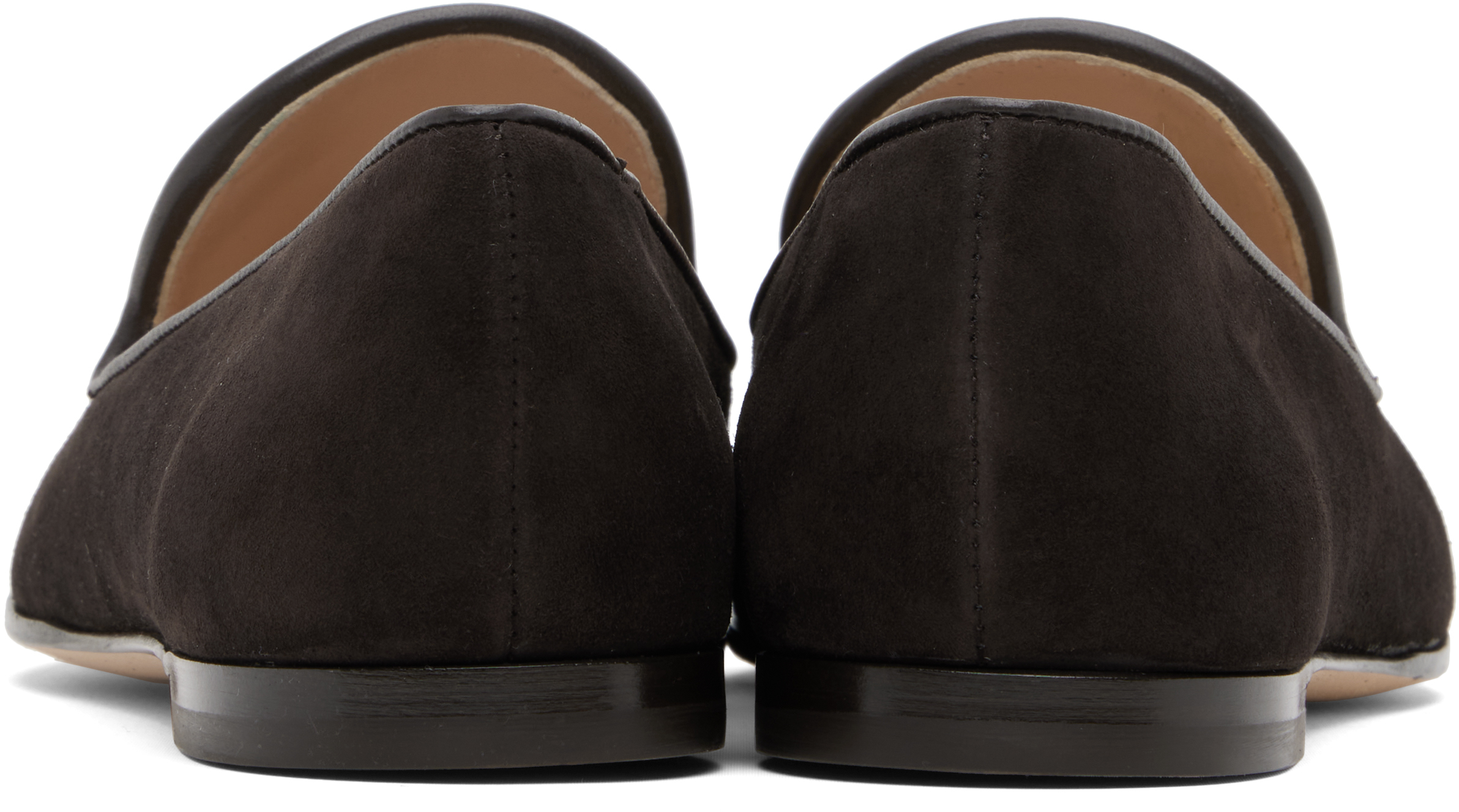 Gianvito Rossi Brown Suede Loafers In Gray