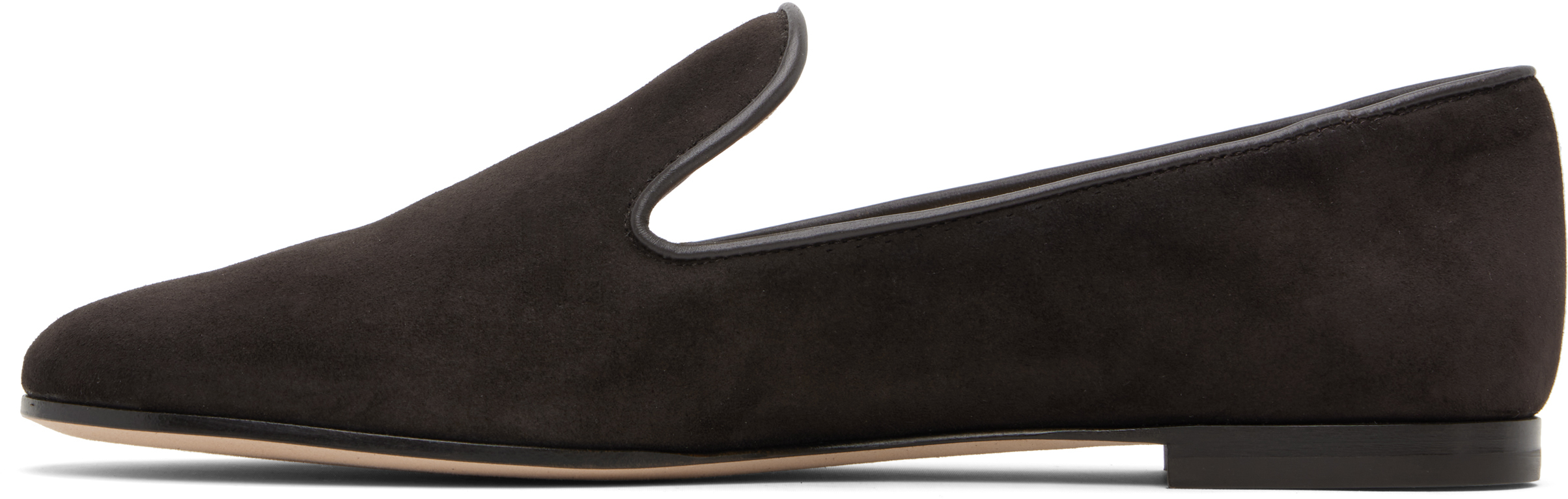 Gianvito Rossi Brown Suede Loafers In Gray