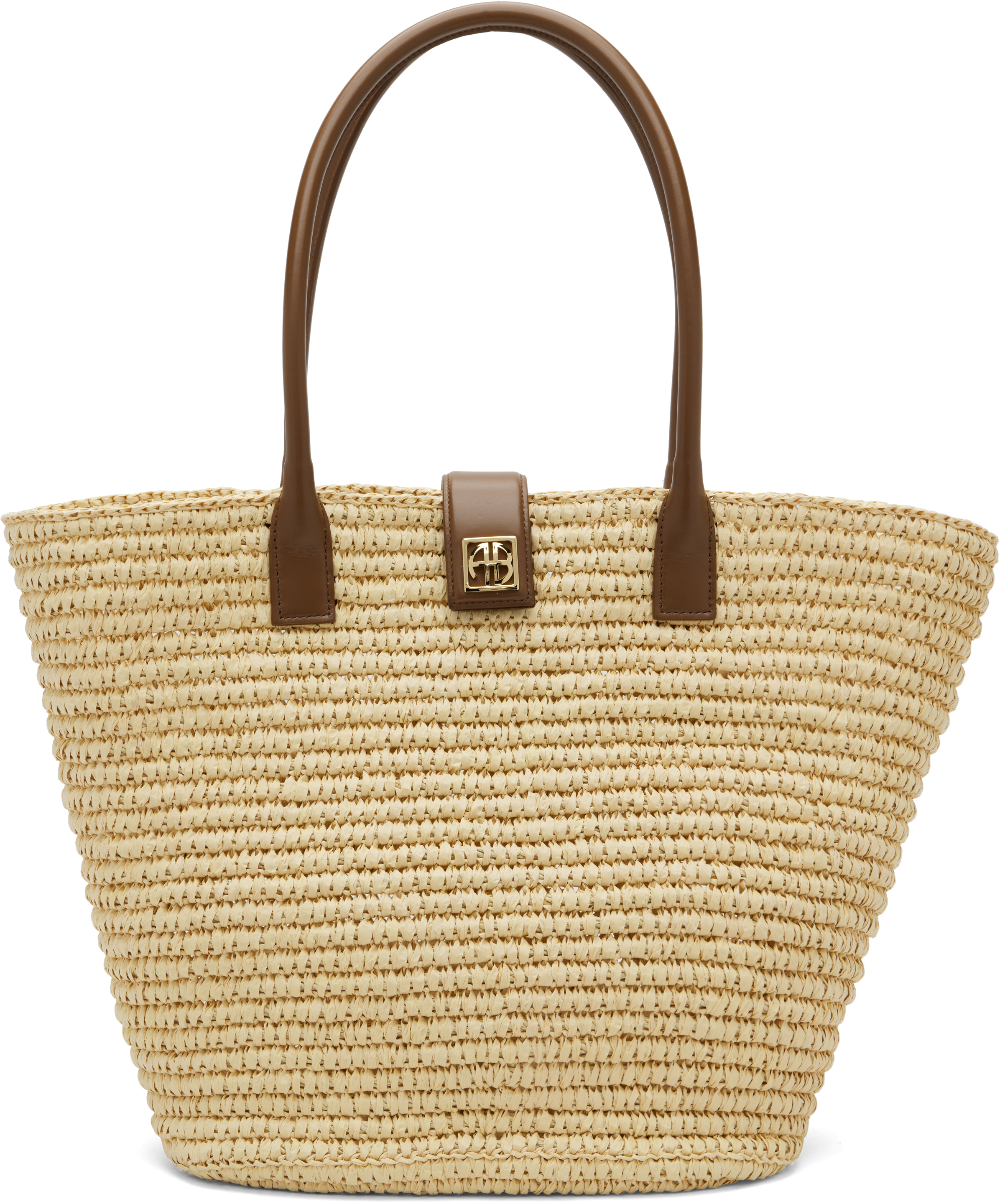 Anine Bing Beige & Brown Lou Monogram Tote In Beige