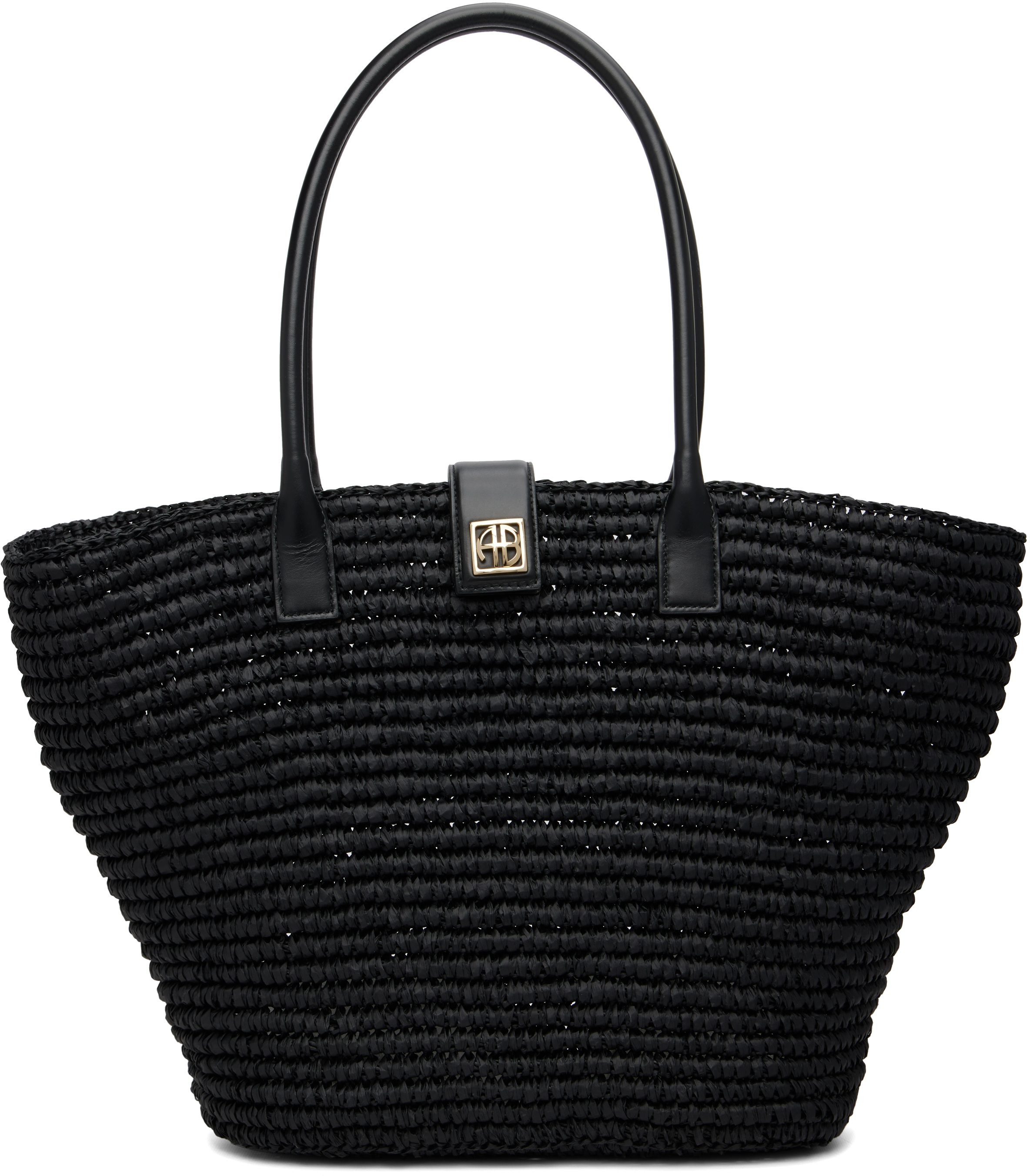 Anine Bing Black Lou Monogram Tote In Black