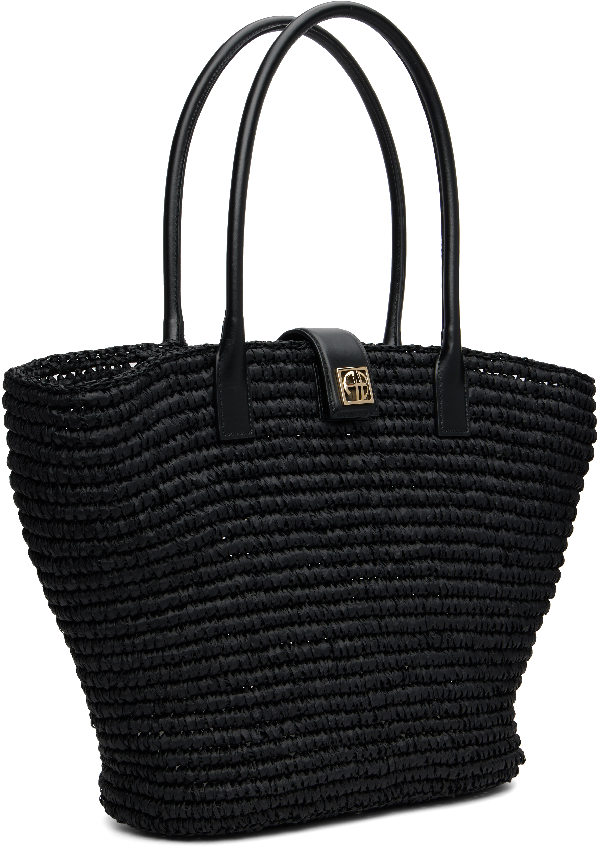 Anine Bing Black Lou Monogram Tote In Black
