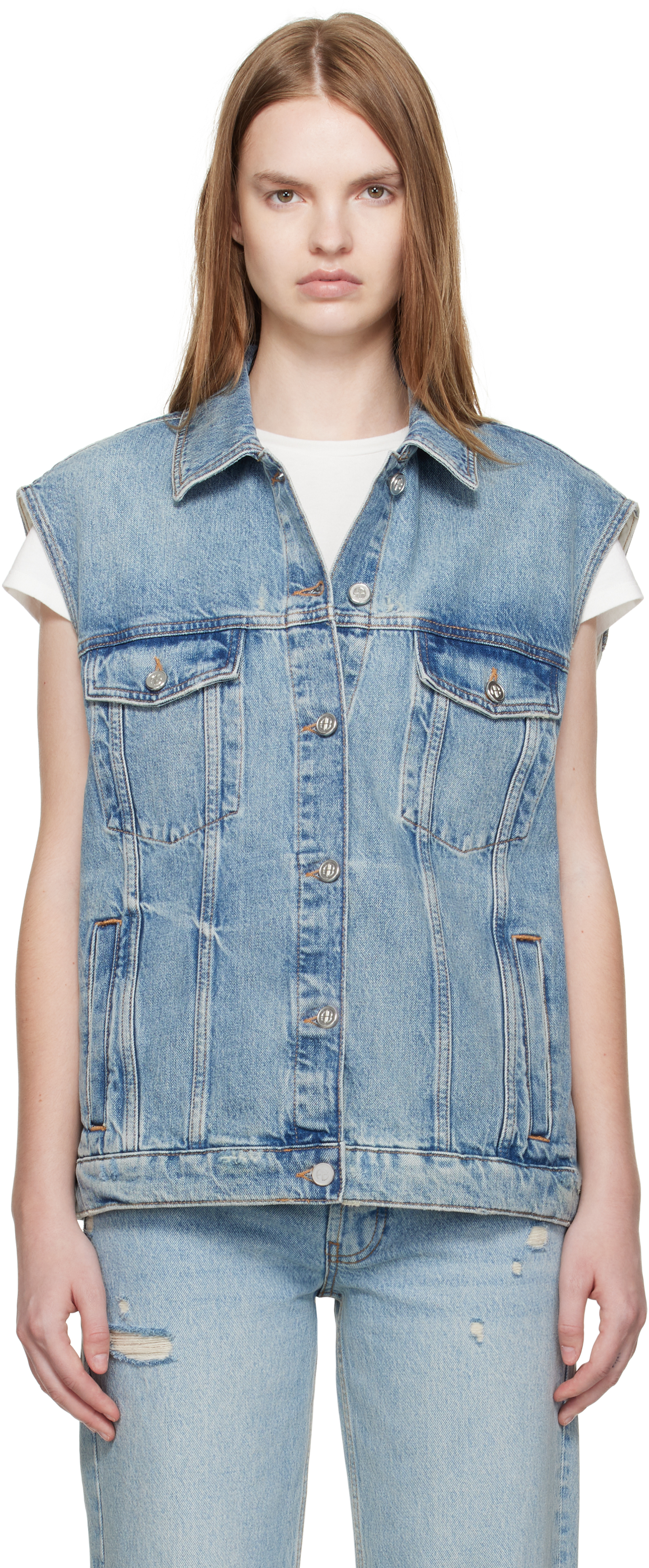 Anine Bing Rory Vest Summer Indigo In Blue