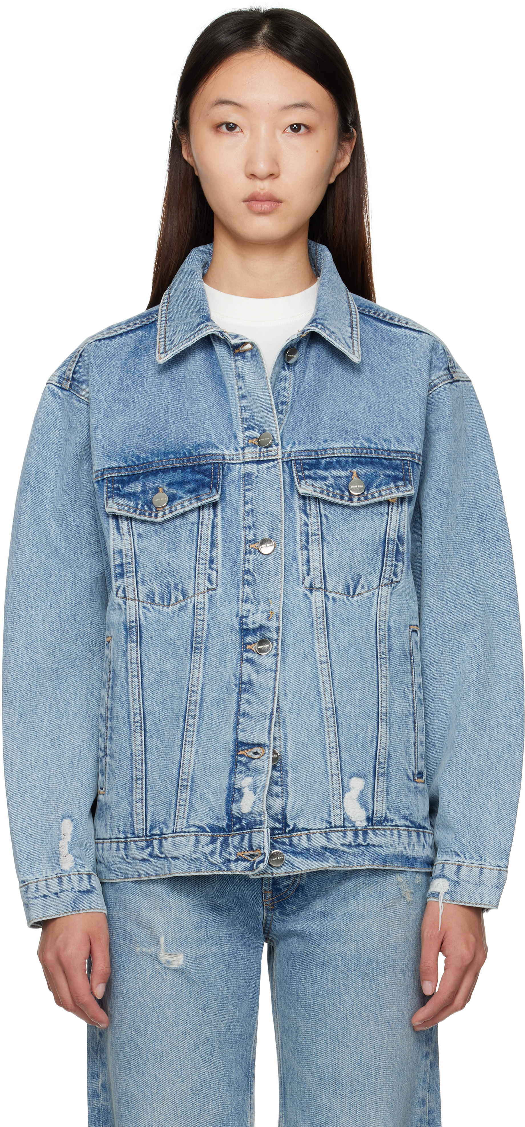 Anine Bing Blue Rory Denim Jacket In Blue