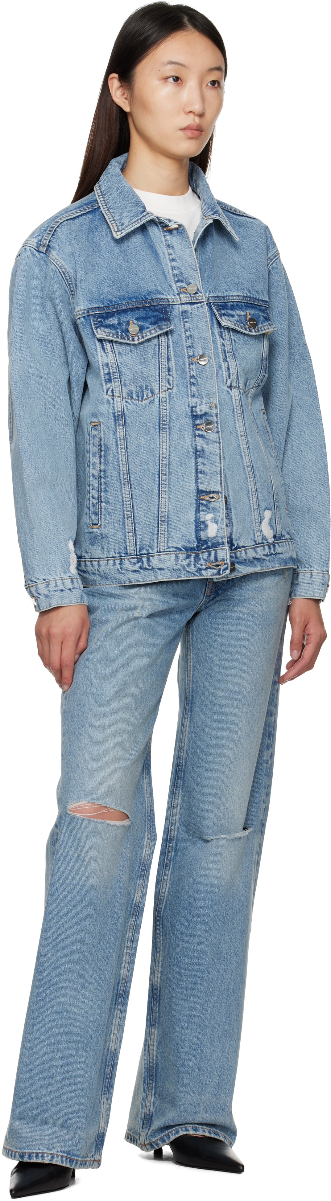 Anine Bing Blue Rory Denim Jacket In Blue