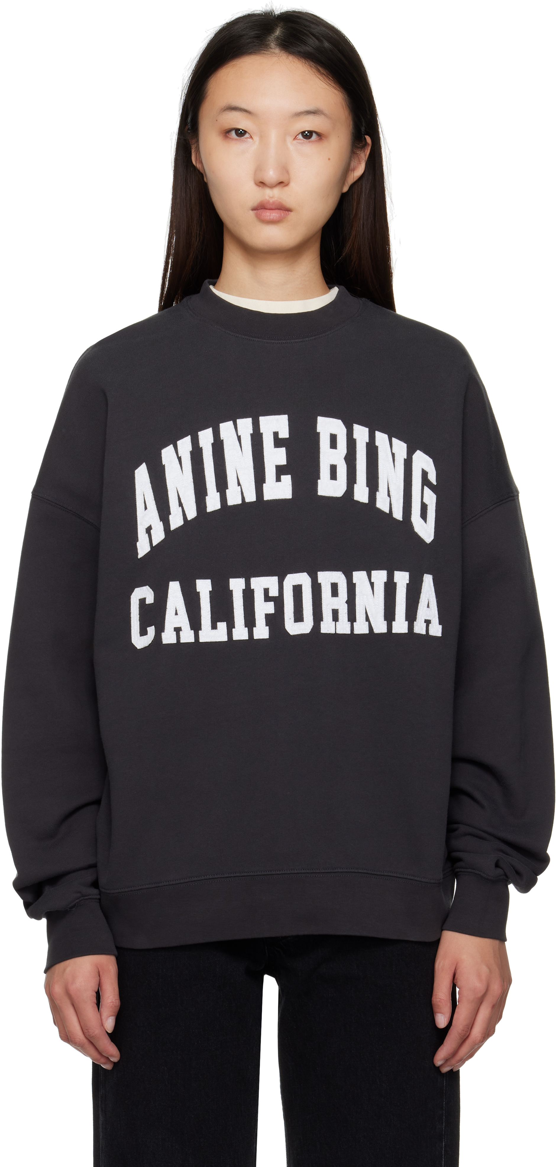 ANINEBING スウェット ANINE BING: Black Miles 'Anine Bing' Sweatshirt | SSENSE