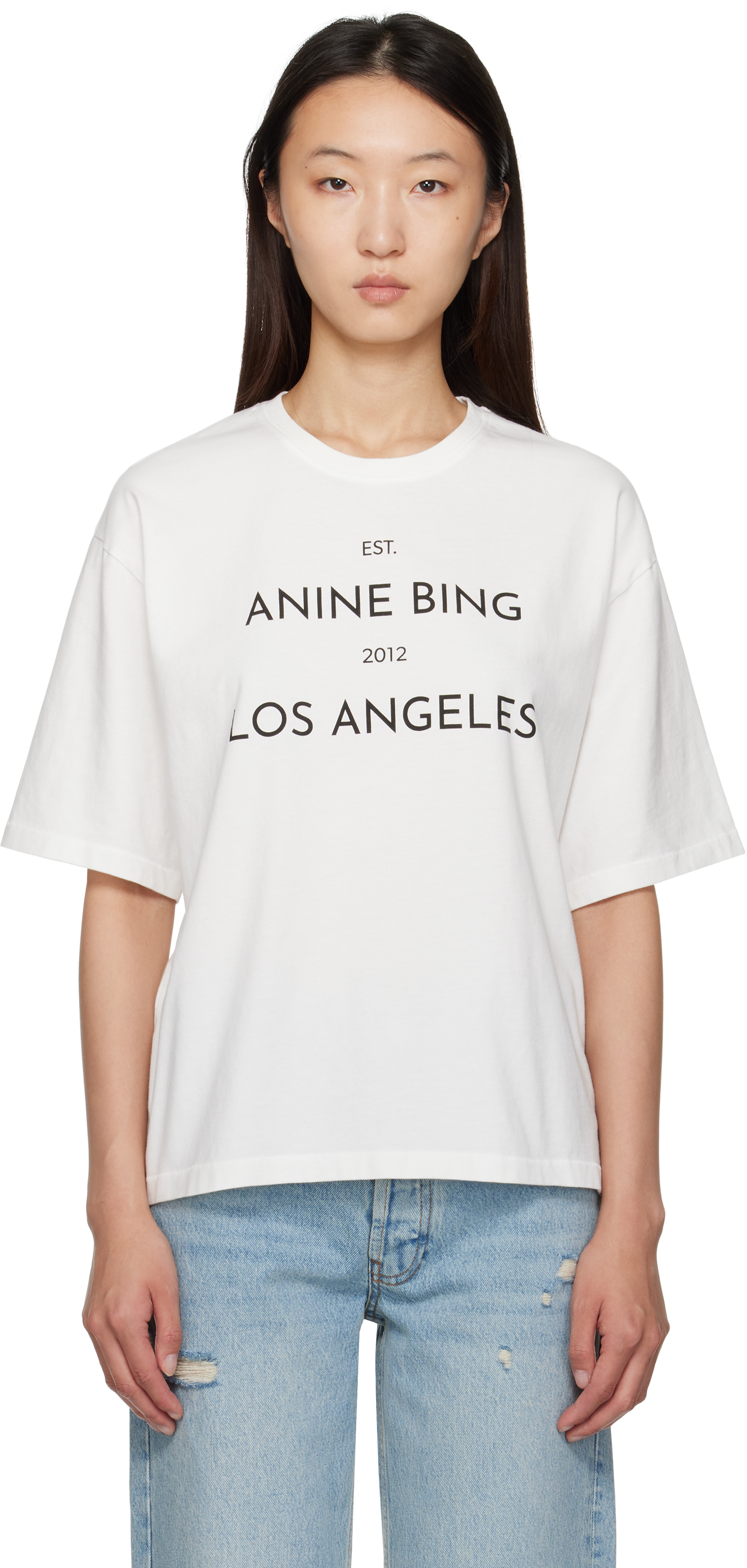Anine Bing "rudy Tee" T-shirt Clothing In White