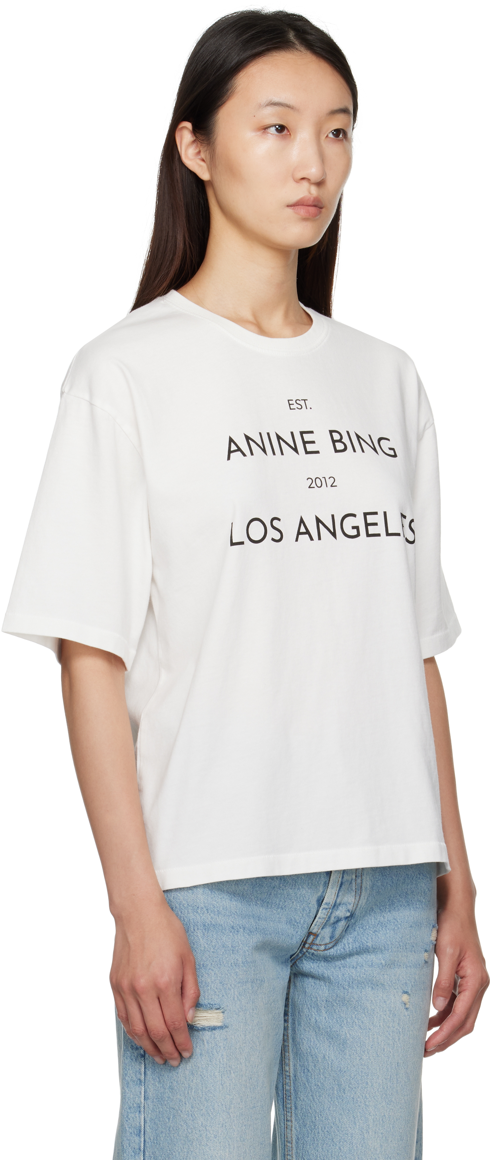 Anine Bing "rudy Tee" T-shirt Clothing In White