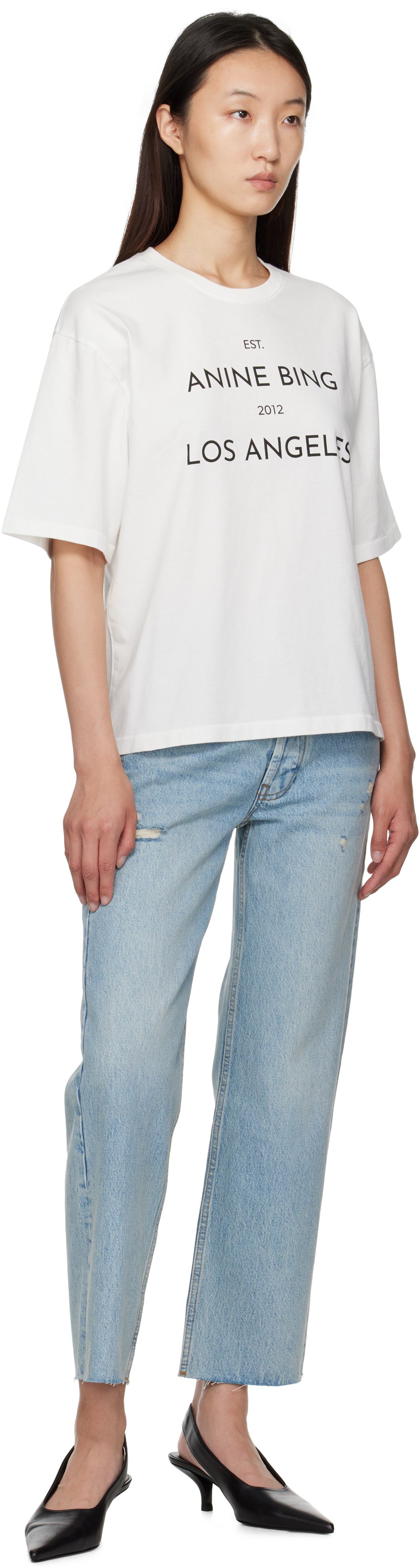 Anine Bing "rudy Tee" T-shirt Clothing In White