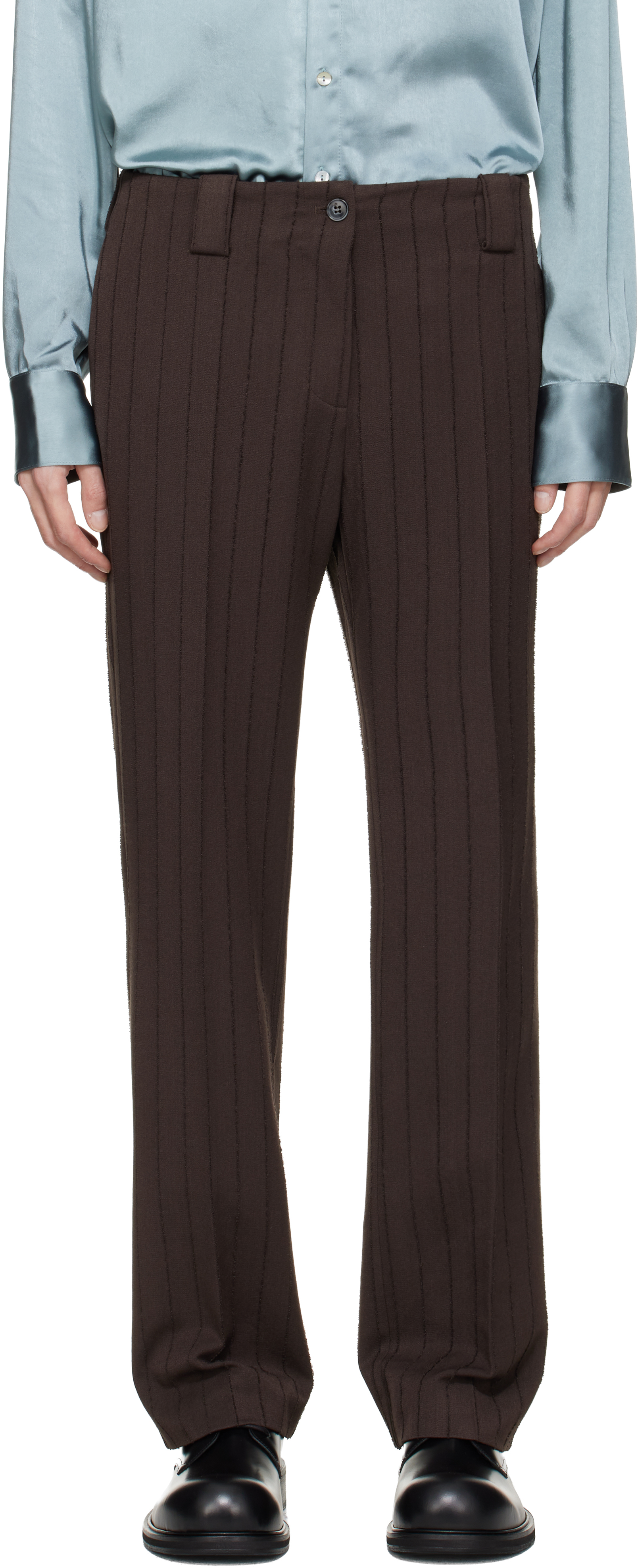 Brown Pinstripe Tailored Trousers