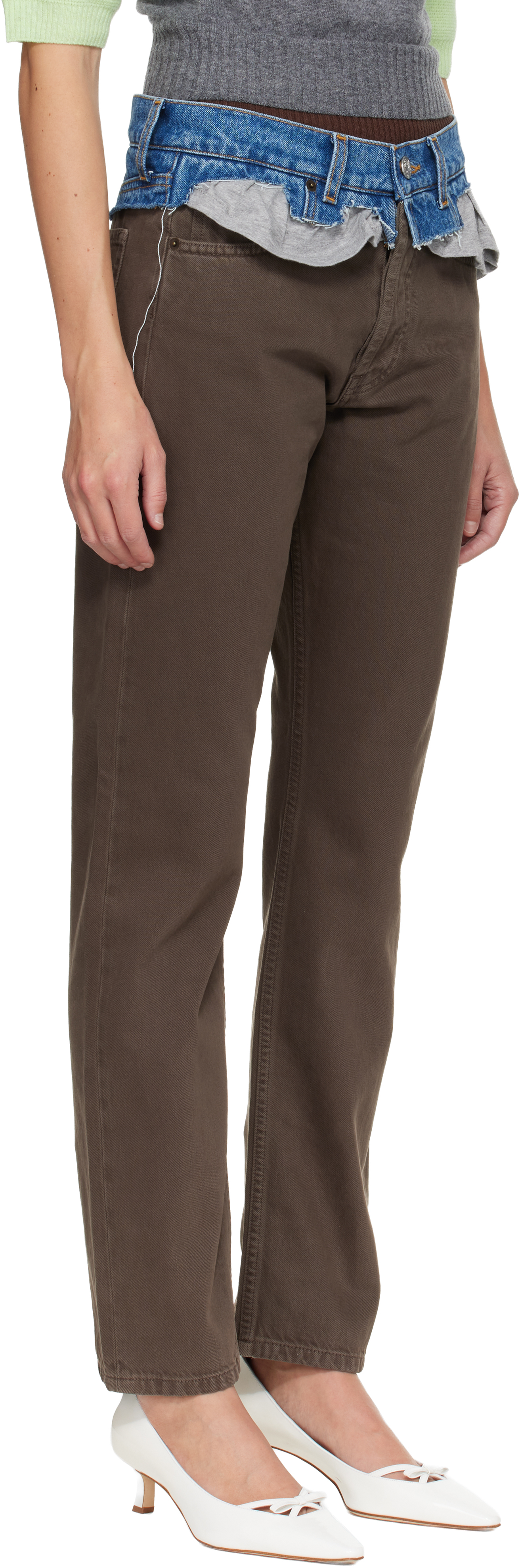 August Barron Brown Double Jeans In Brown