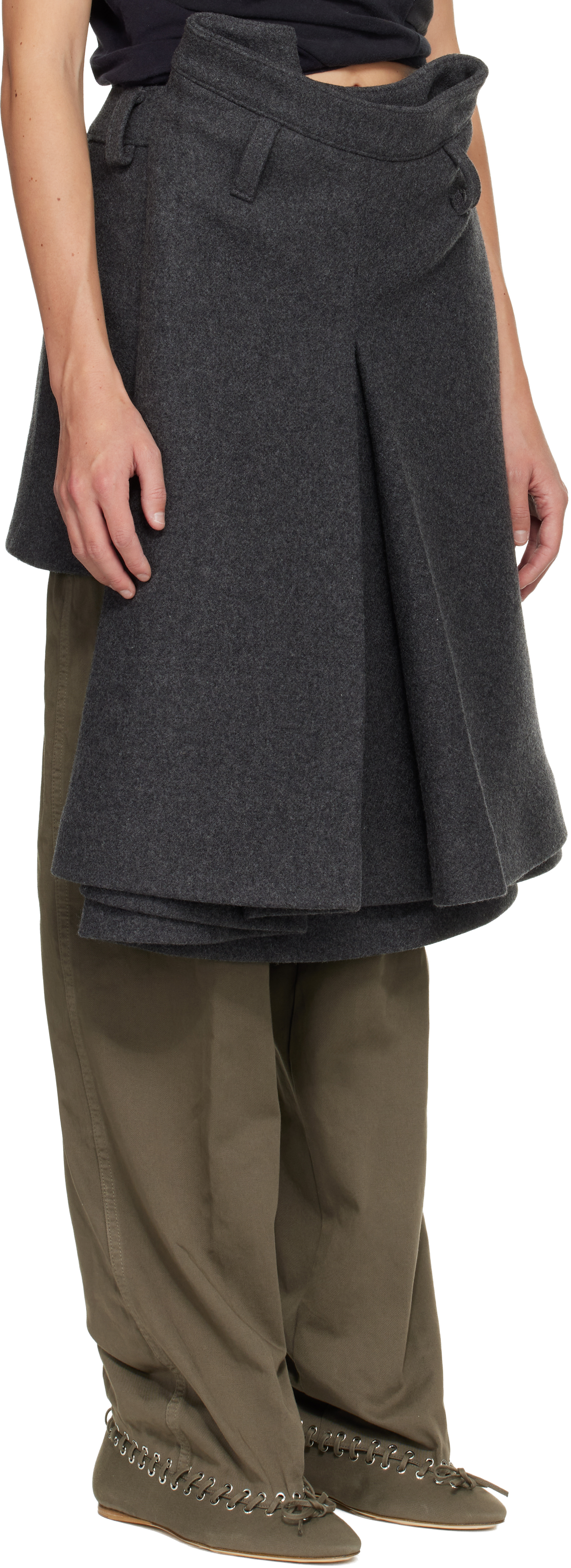 August Barron Gray Display Midi Skirt In Gray