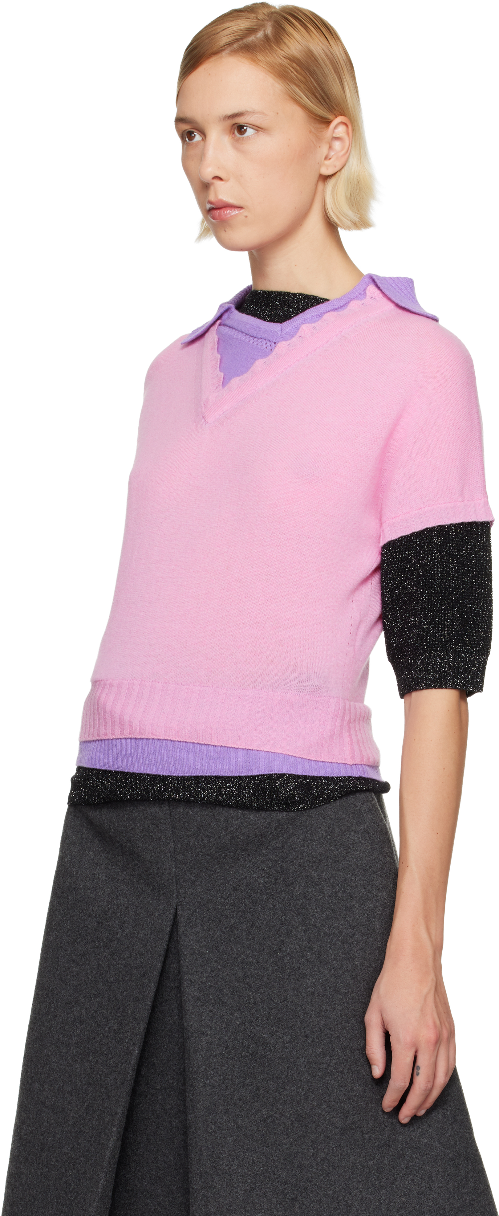 August Barron Multicolor Triple Sweater In Multi