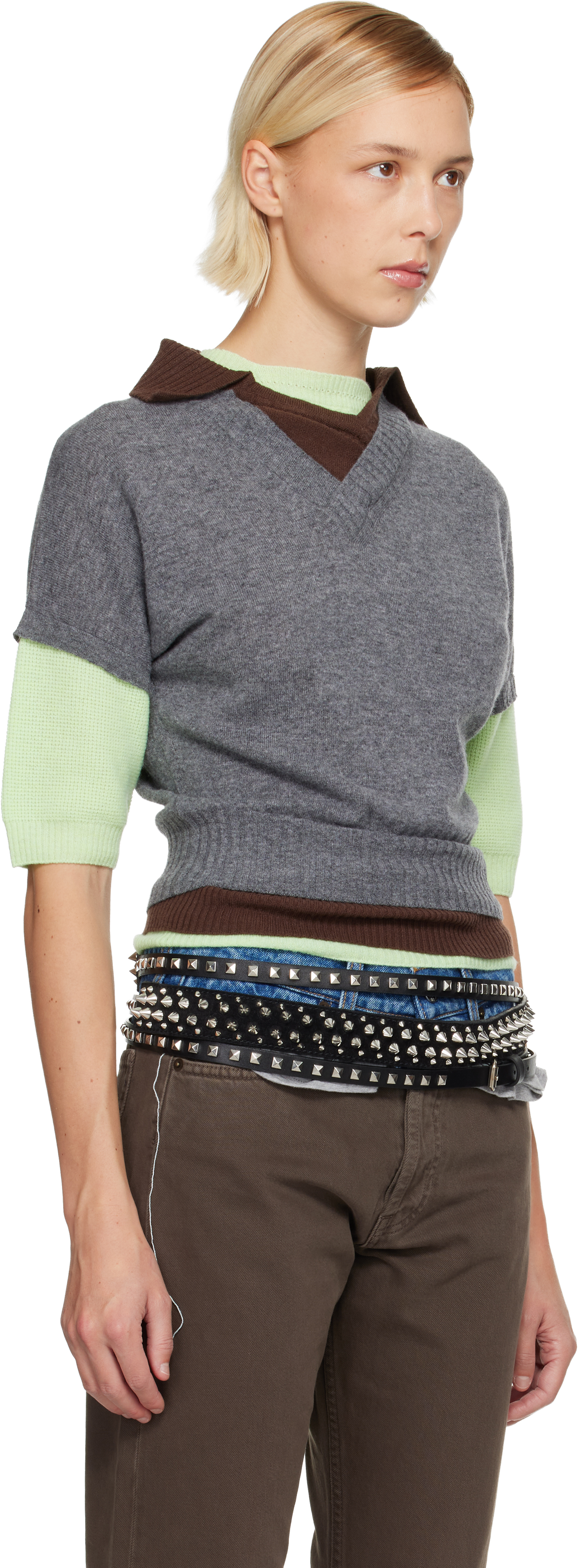 August Barron Multicolor Triple Sweater In Multi