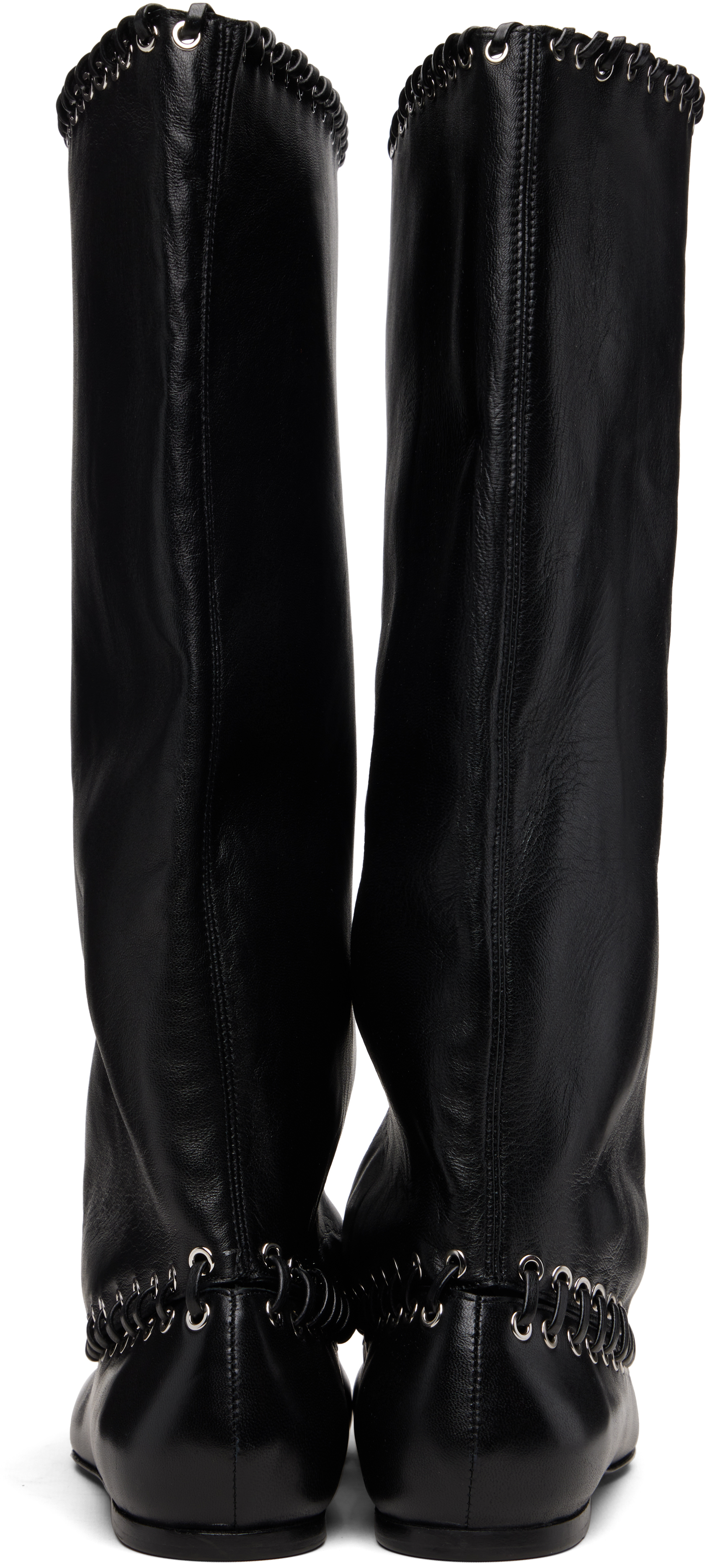 August Barron Black Flat Level Boots In Black