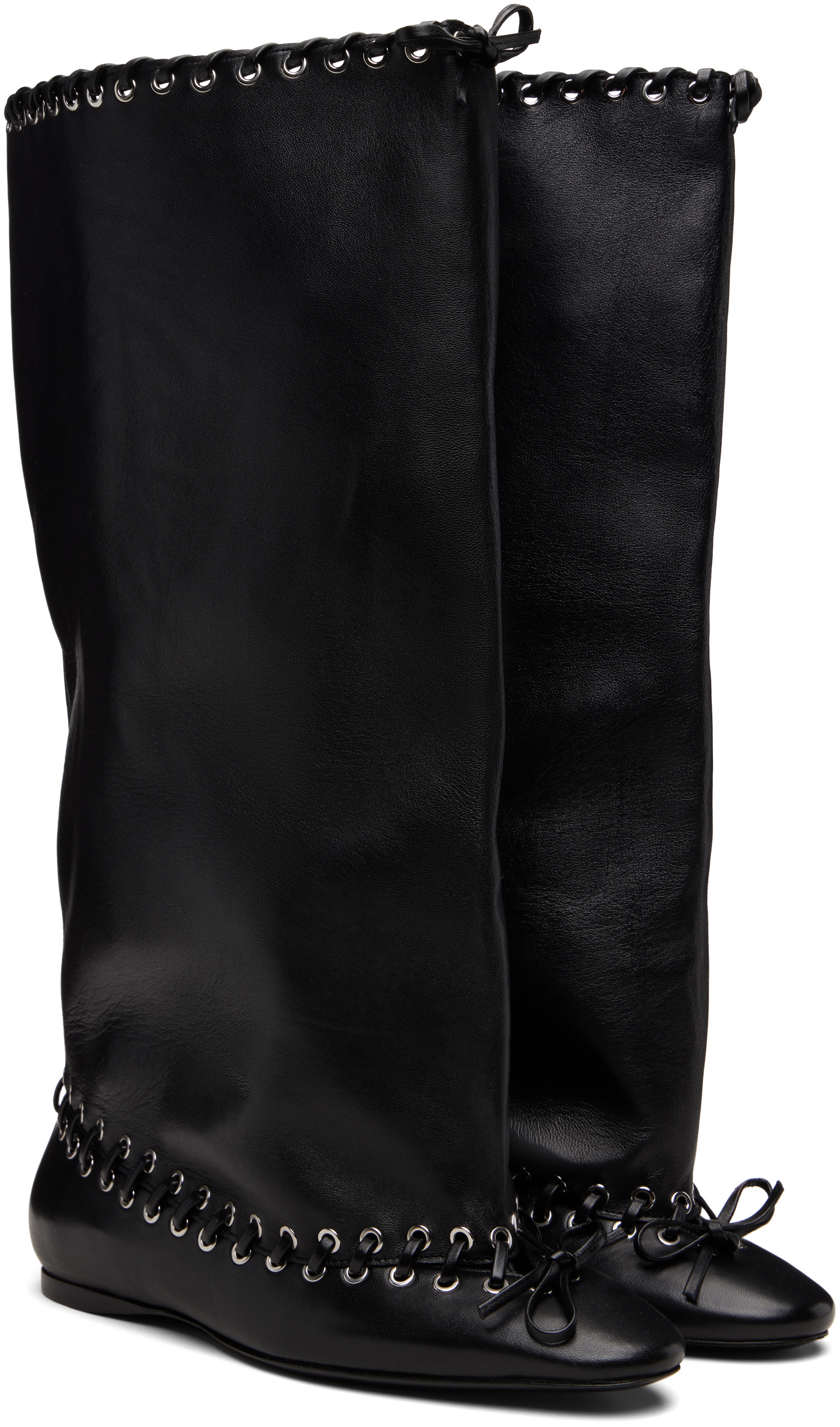 August Barron Black Flat Level Boots In Black