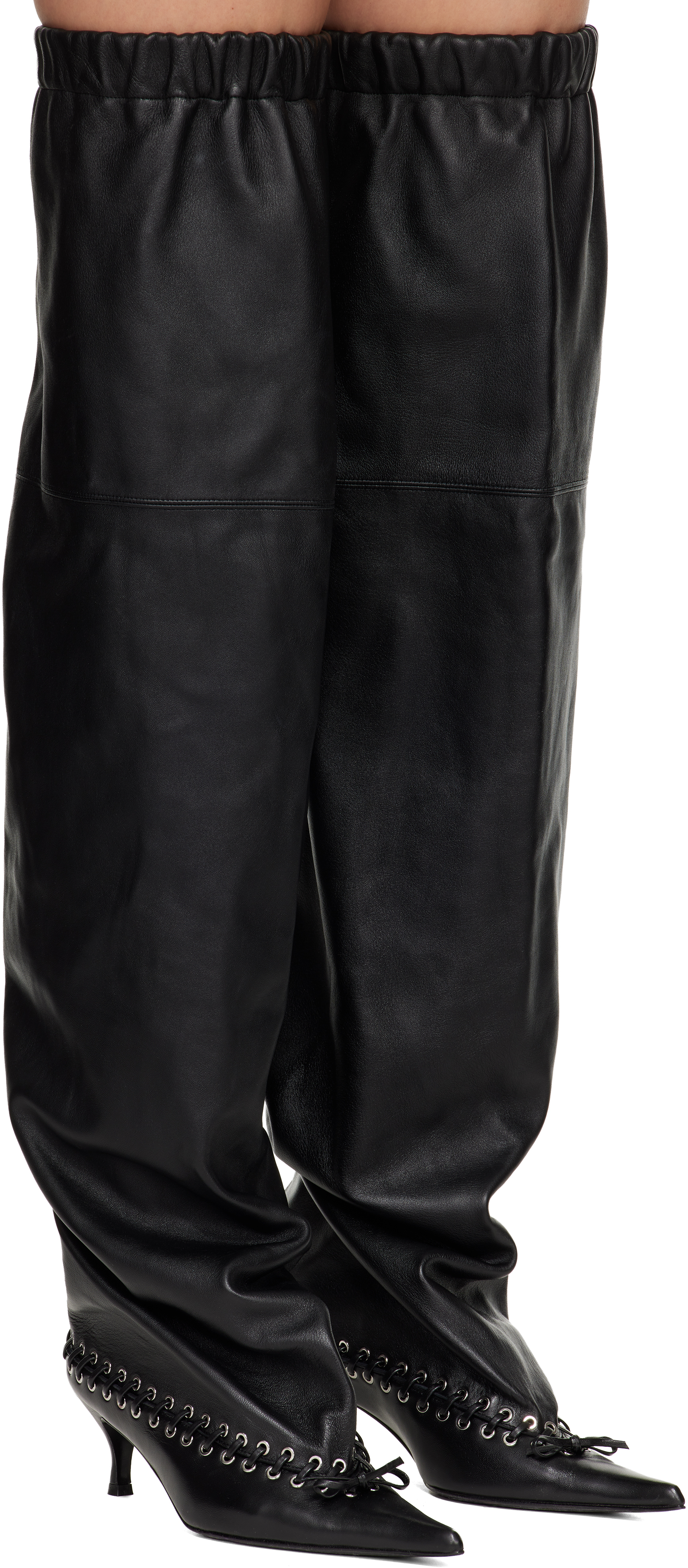 August Barron Black Level Thigh High Tall Boots In Black