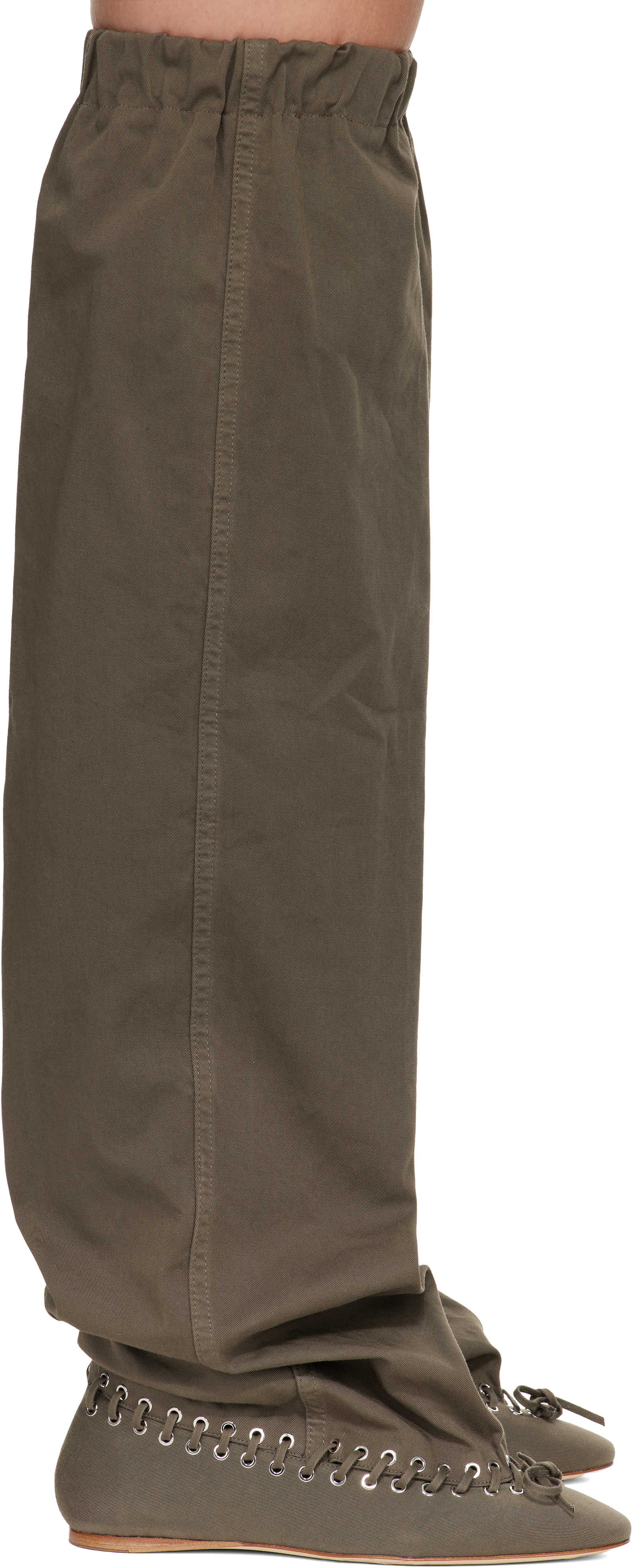 August Barron Khaki Level Flat Thigh High Tall Boots In Green