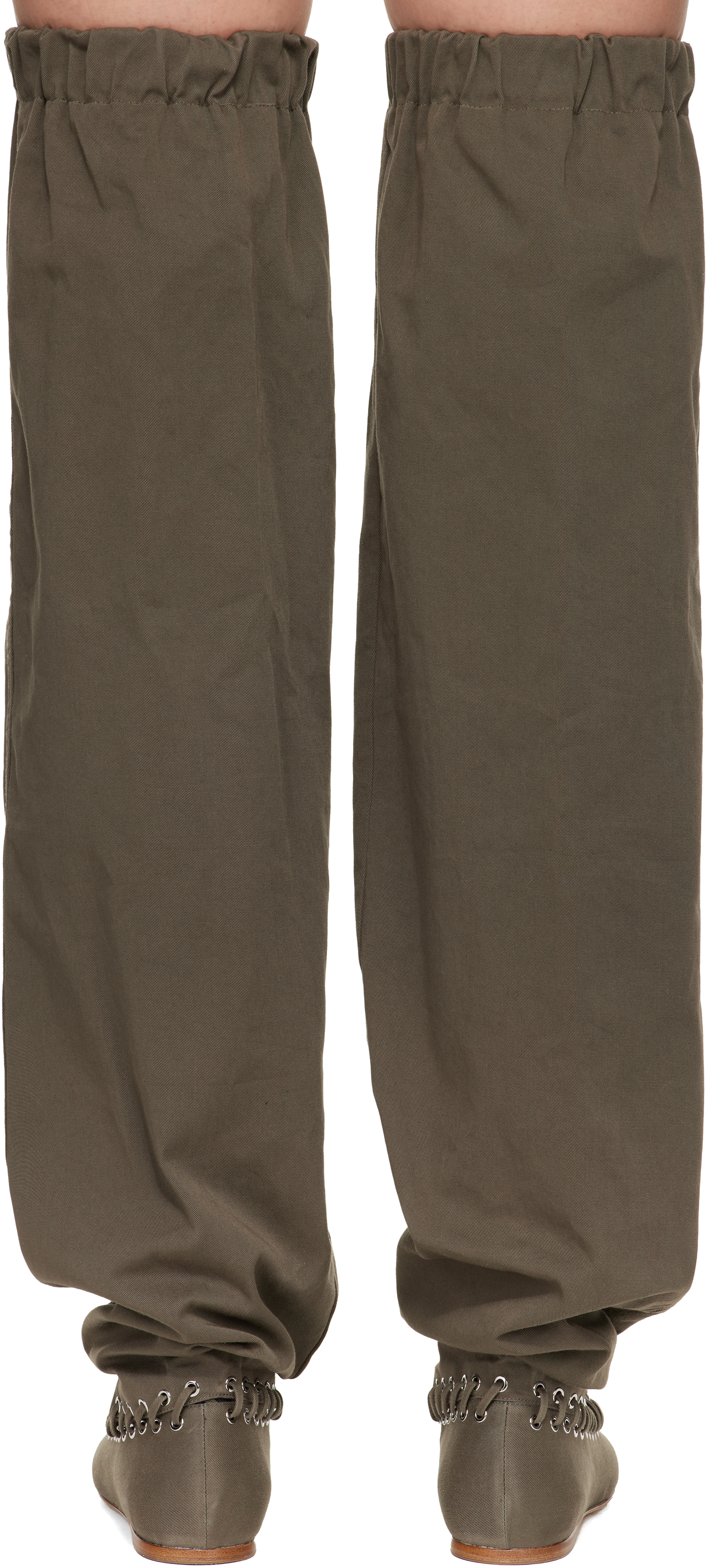 August Barron Khaki Level Flat Thigh High Tall Boots In Green