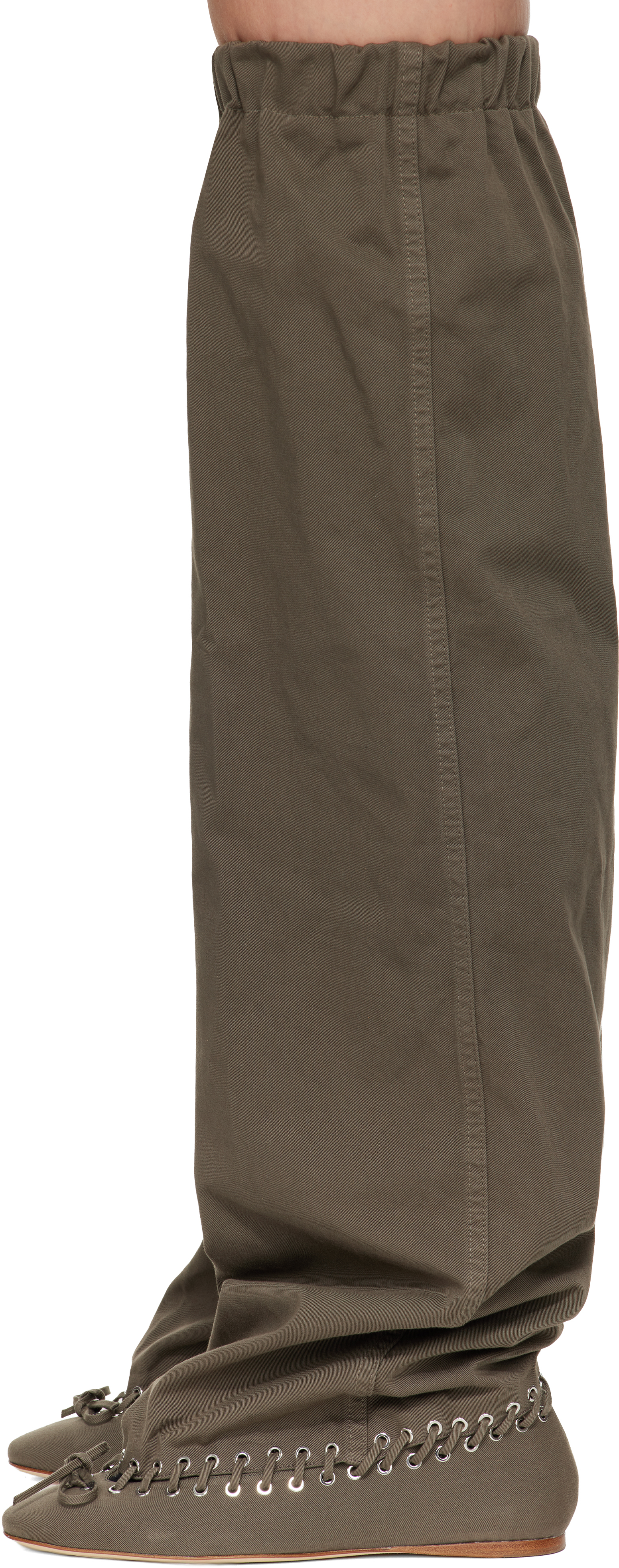 August Barron Khaki Level Flat Thigh High Tall Boots In Green