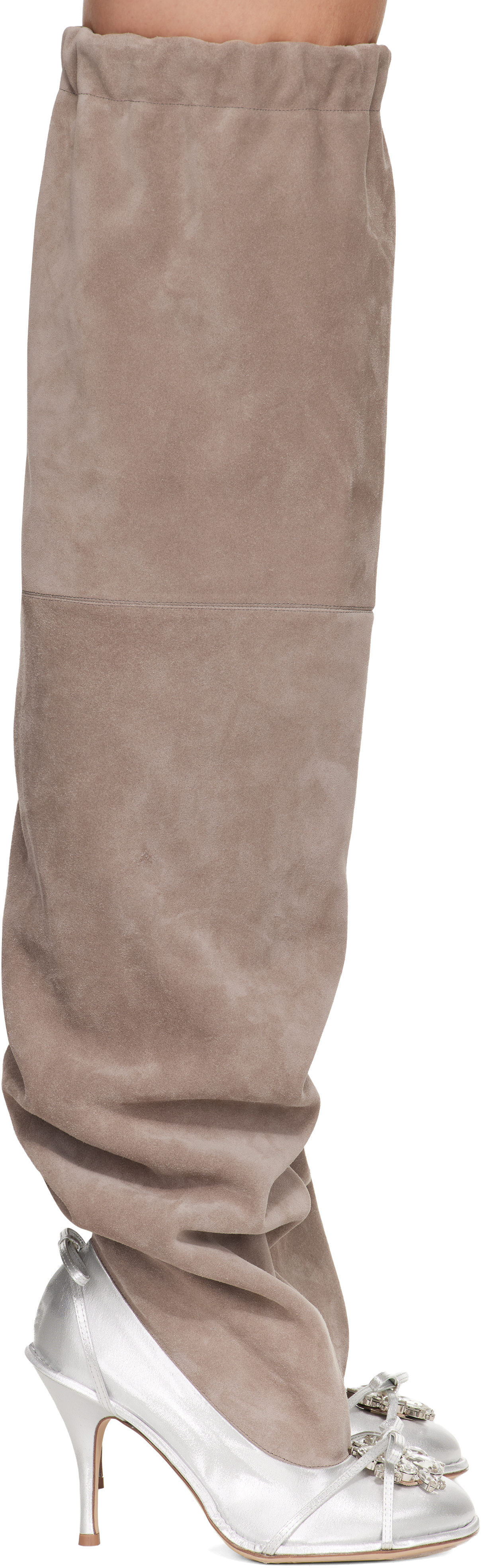 August Barron Silver & Beige Double Thigh-high Tall Boots In Neutral