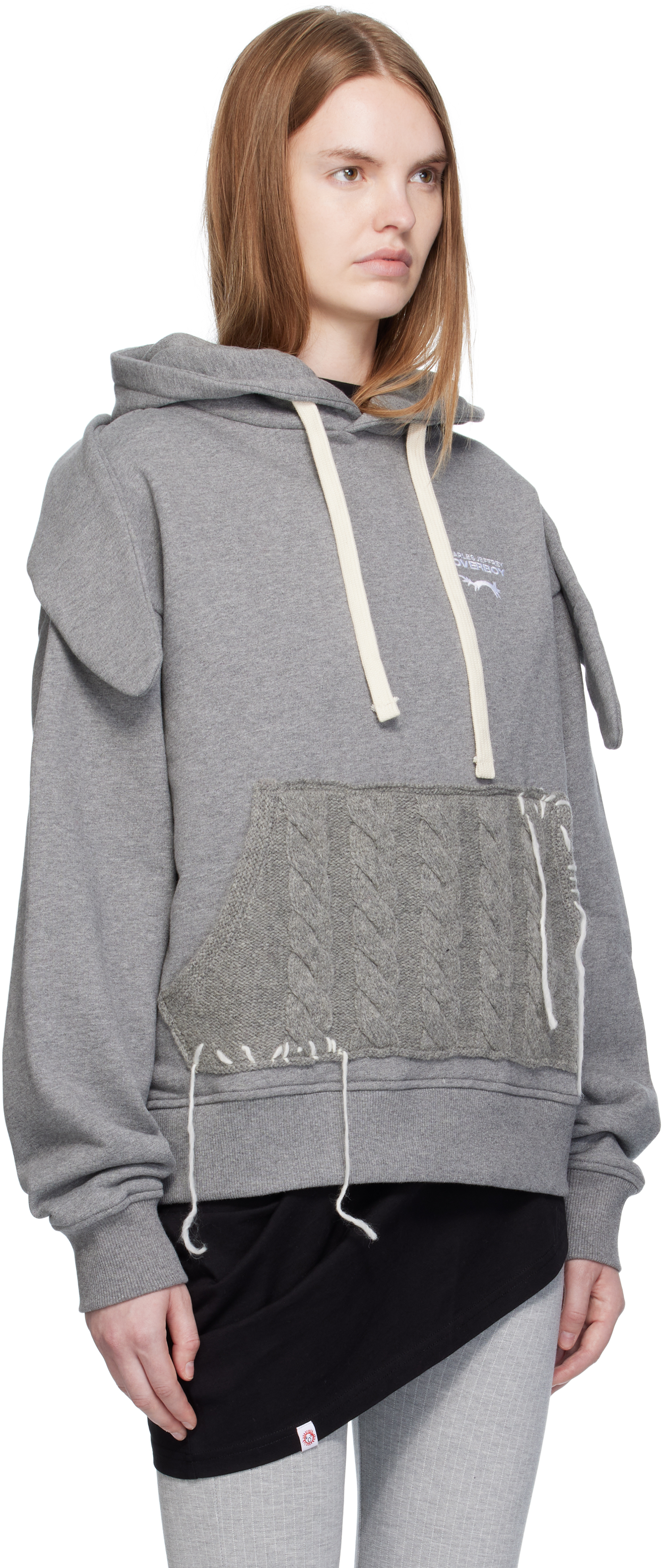 Charles Jeffrey Loverboy Gray Patch Rabbit Ears Hoodie In Gray