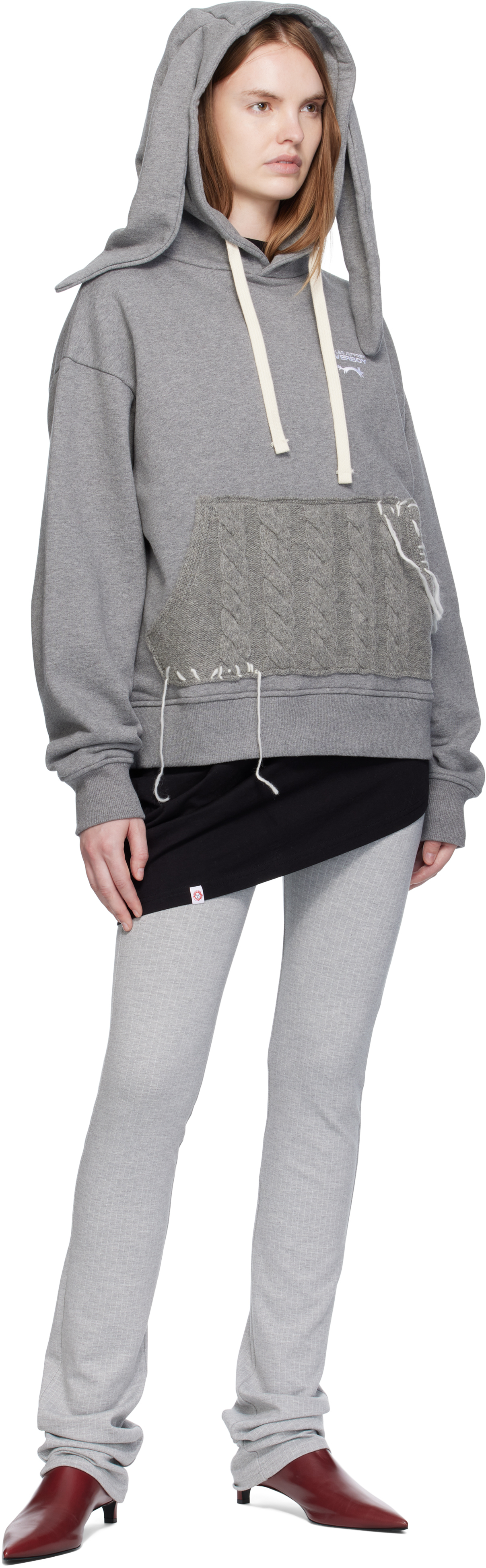 Charles Jeffrey Loverboy Gray Patch Rabbit Ears Hoodie In Gray