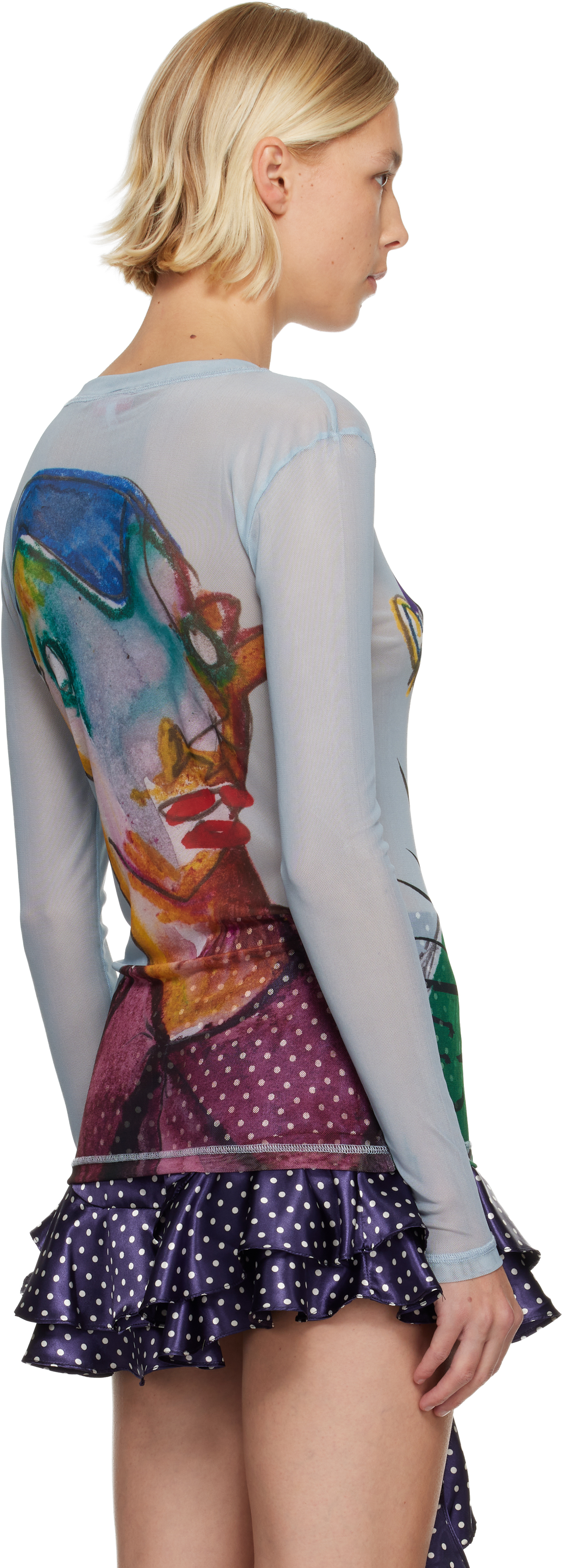 Charles Jeffrey Loverboy Blue Powermesh Long Sleeve T-shirt In Blue