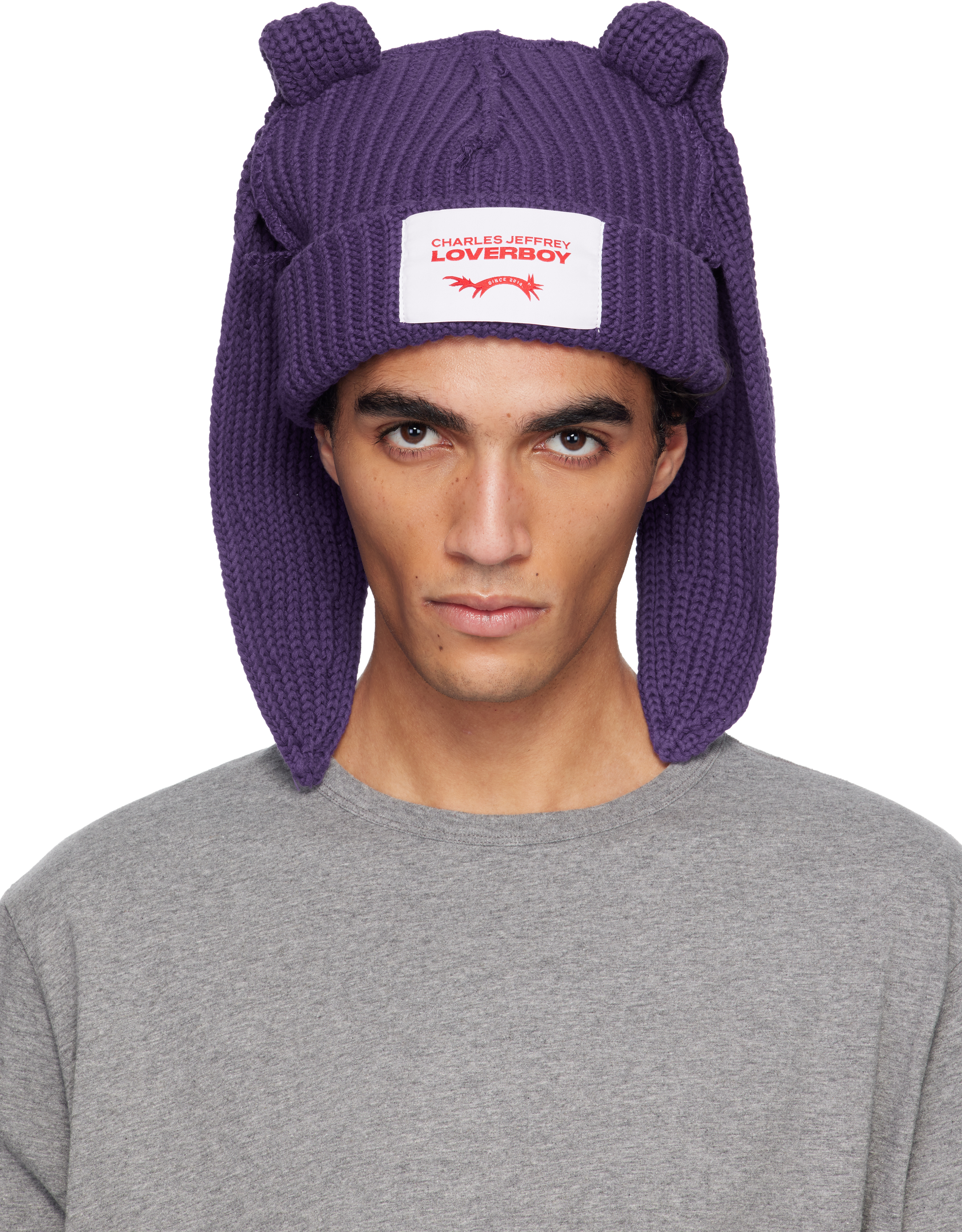 Charles Jeffrey LOVERBOY: Purple Chunky Rabbit Beanie | SSENSE