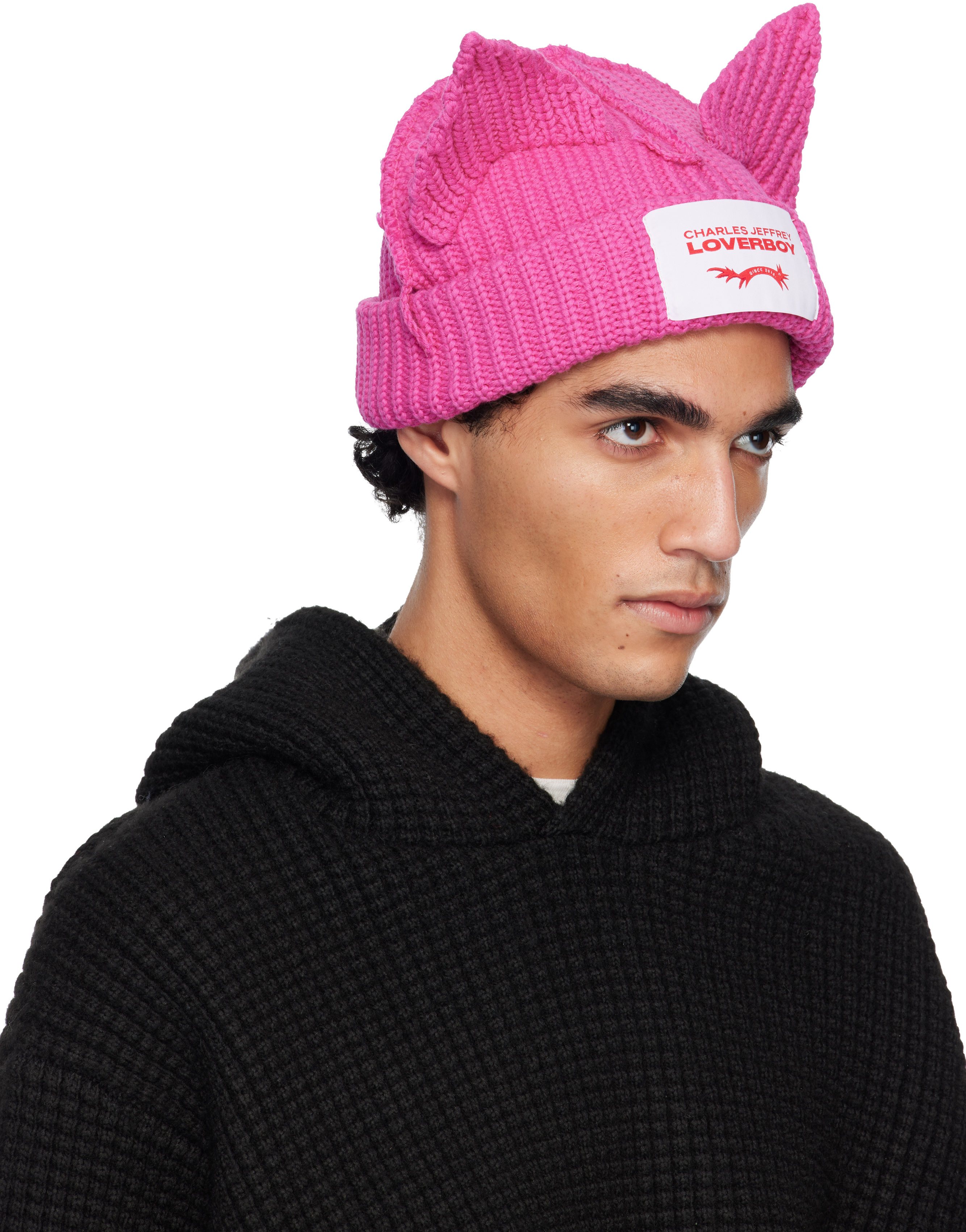 Charles Jeffrey Loverboy Pink Chunky Ears Beanie In Pink
