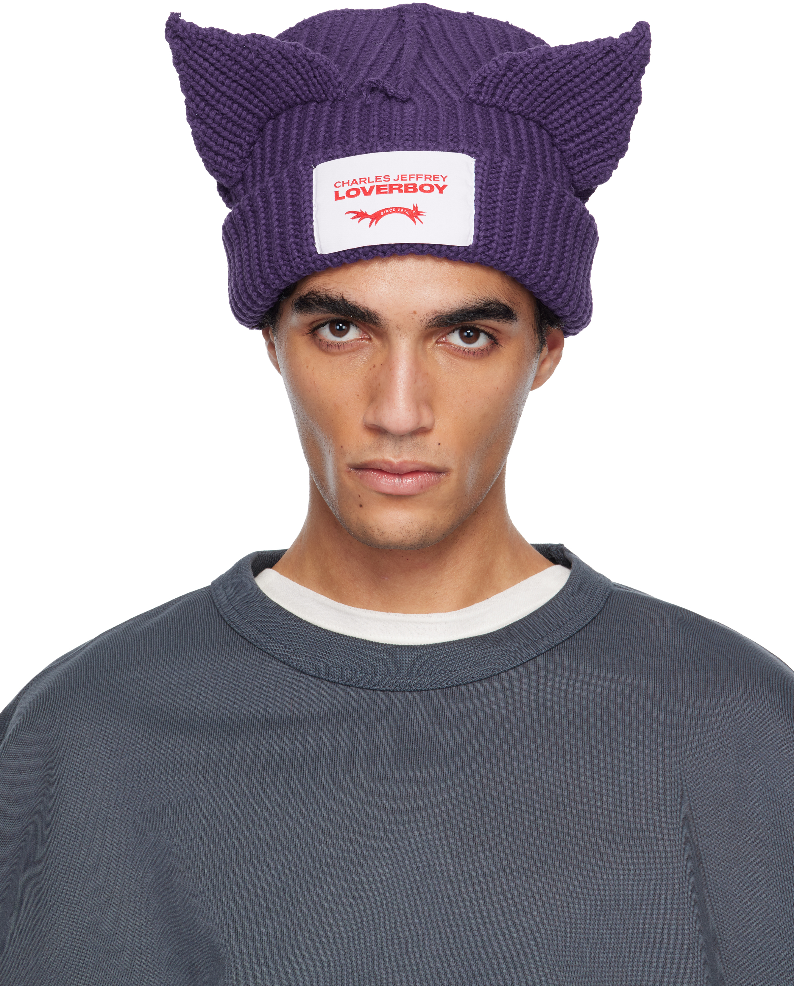 Charles Jeffrey Loverboy Purple Chunky Ears Beanie