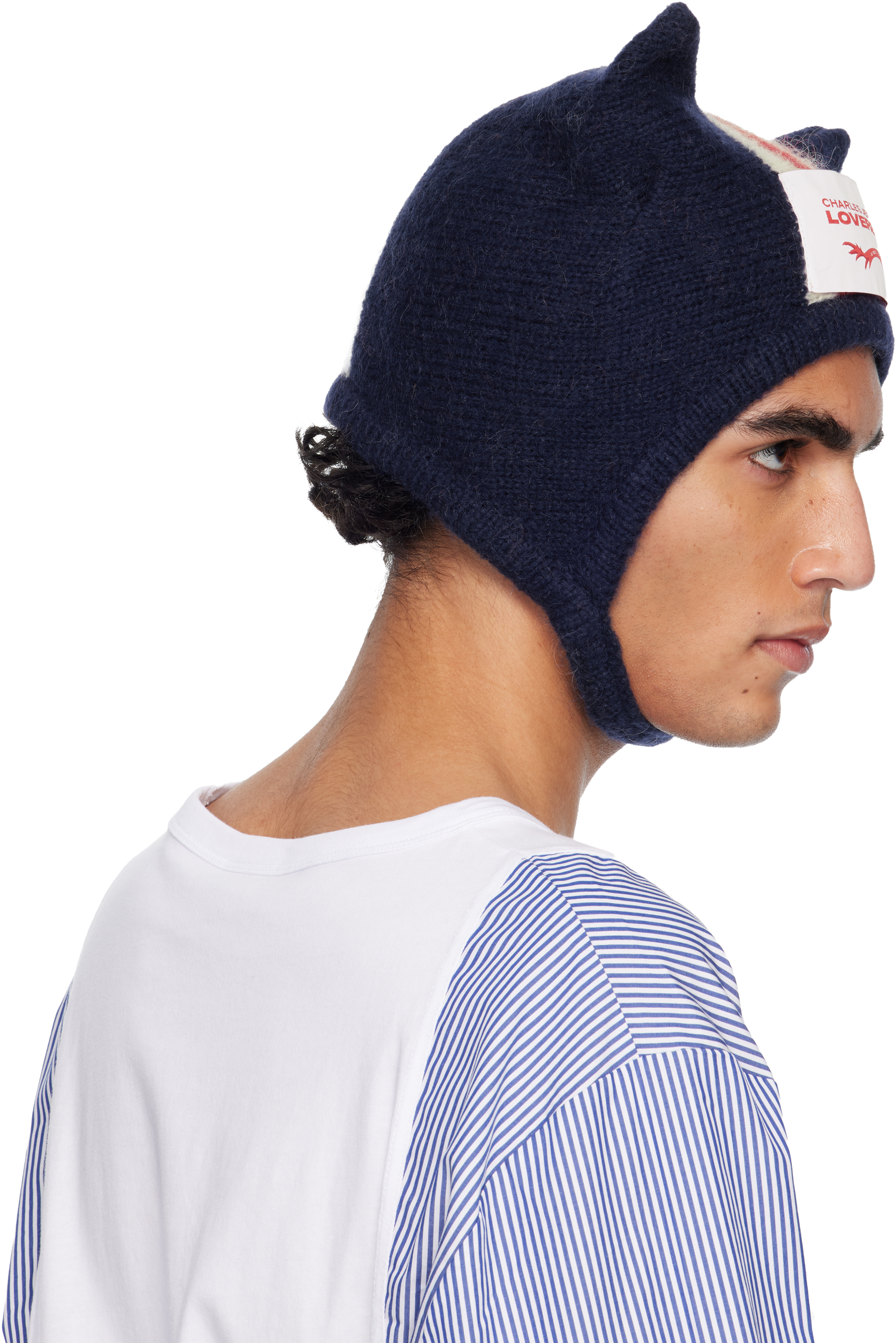 Charles Jeffrey Loverboy Navy Ears Bonnet Beanie In Blue