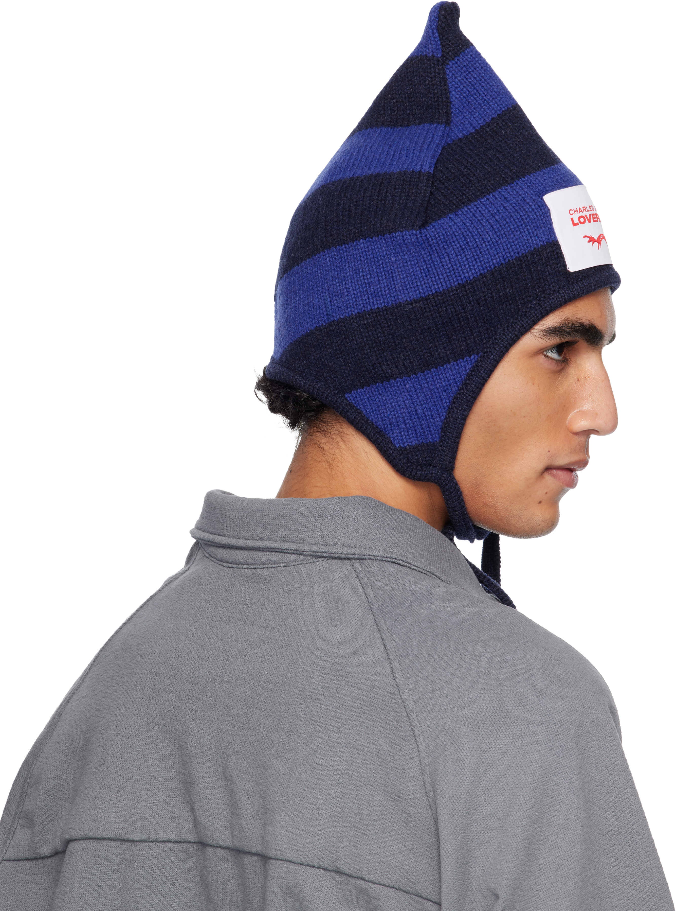 Charles Jeffrey Loverboy Blue Spike Bonnet Beanie In Blue