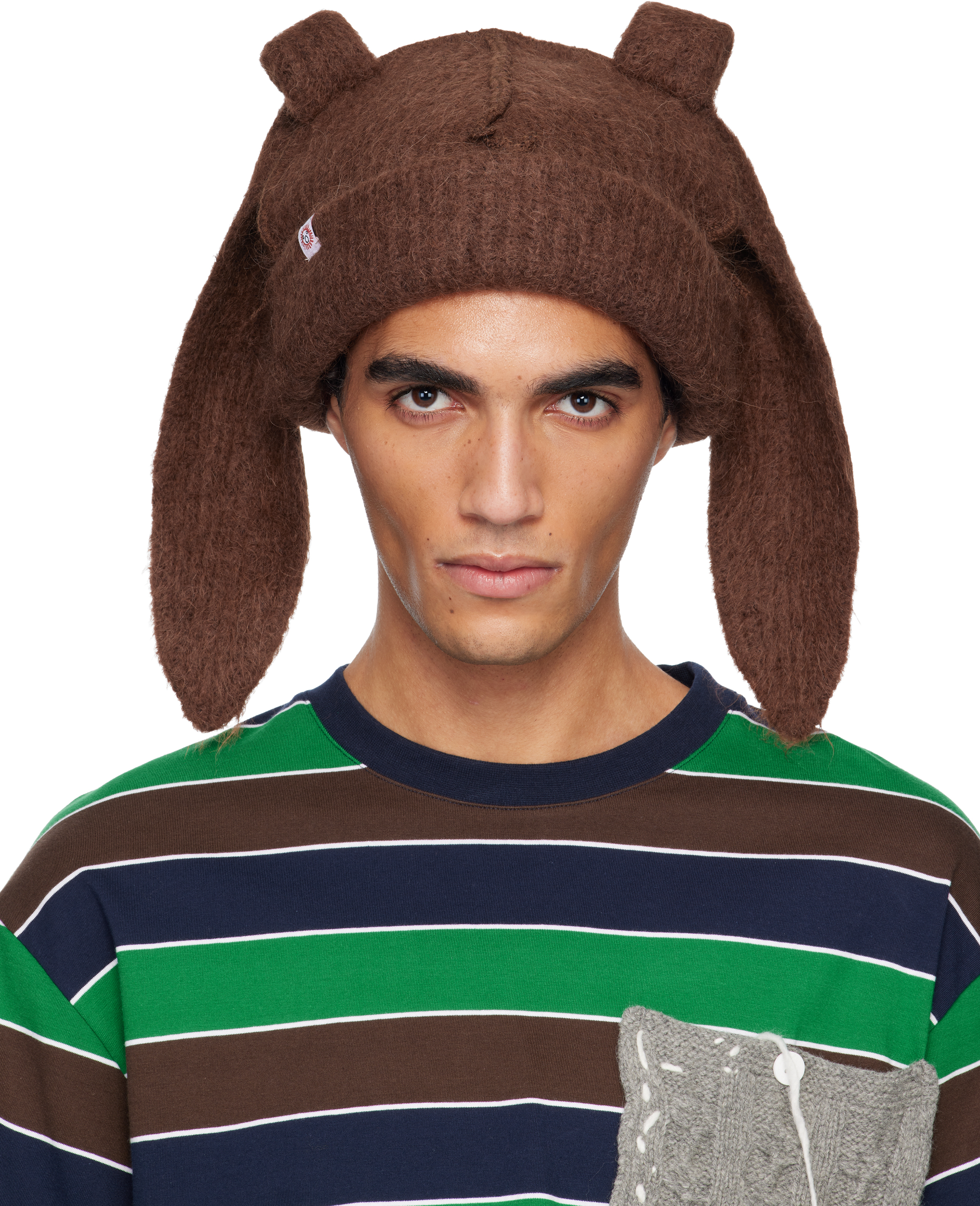 Charles Jeffrey LOVERBOY: Brown Alpaca Chunky Rabbit Beanie | SSENSE