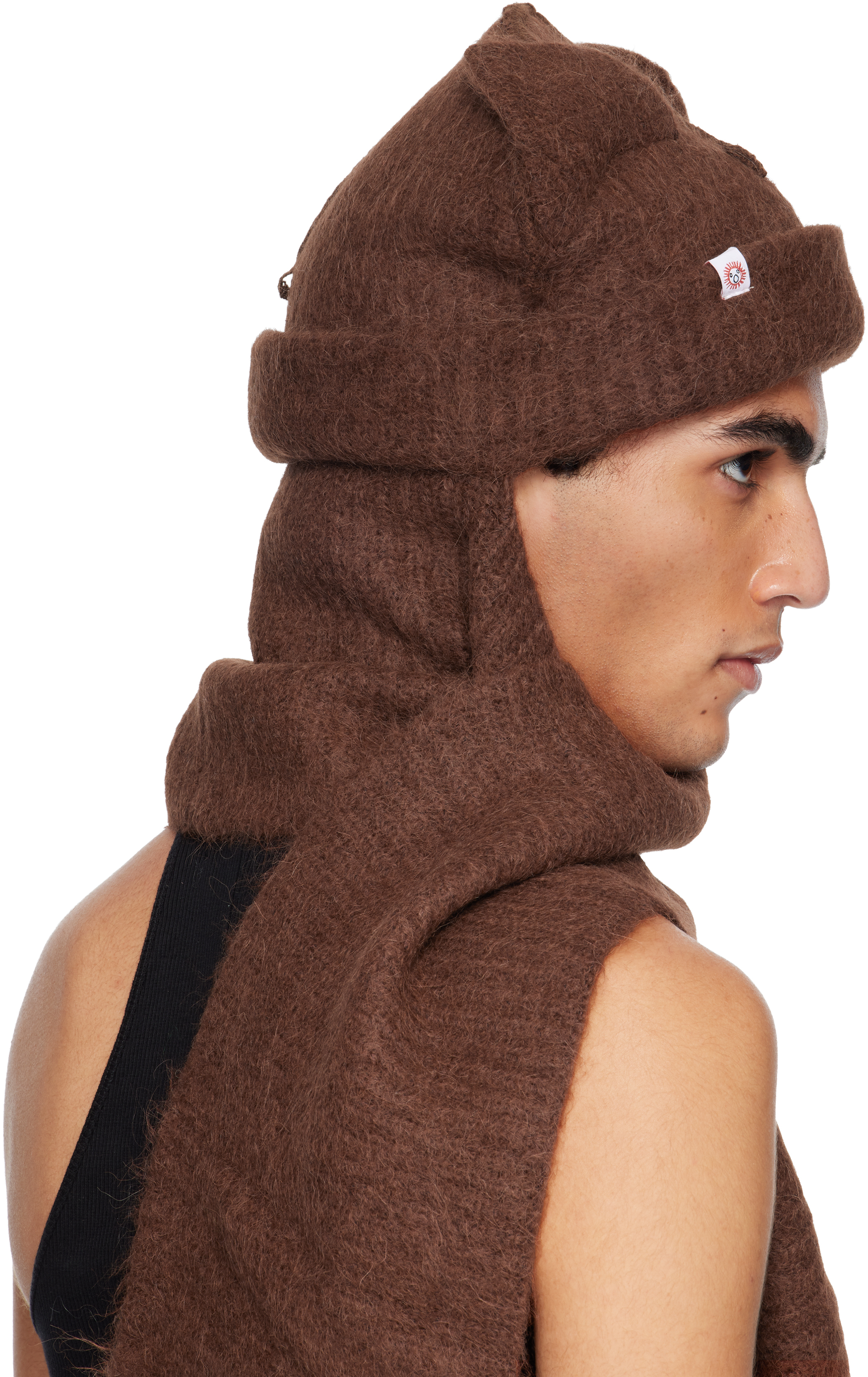 Charles Jeffrey Loverboy Brown Alpaca Chunky Ears Scarf Beanie In Brown