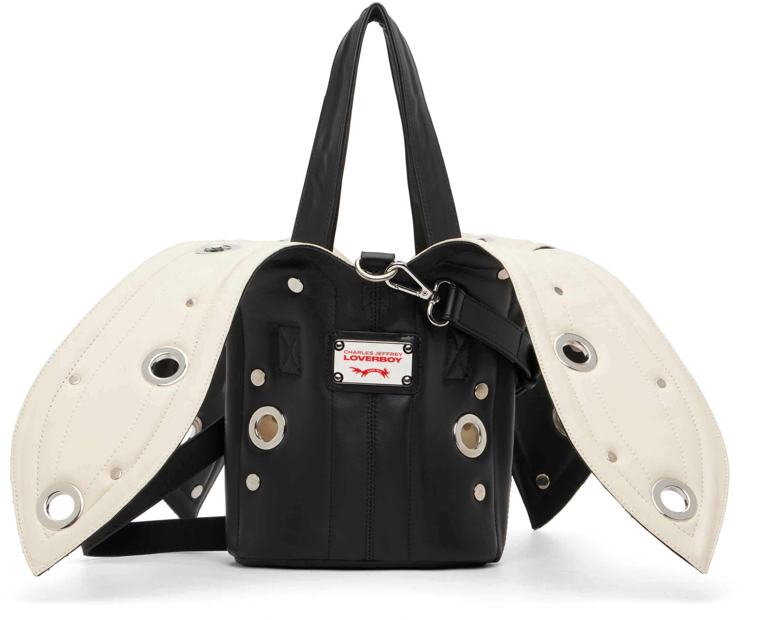 Black Banana Bucket Eyelets Bag by Charles Jeffrey LOVERBOY on Sale