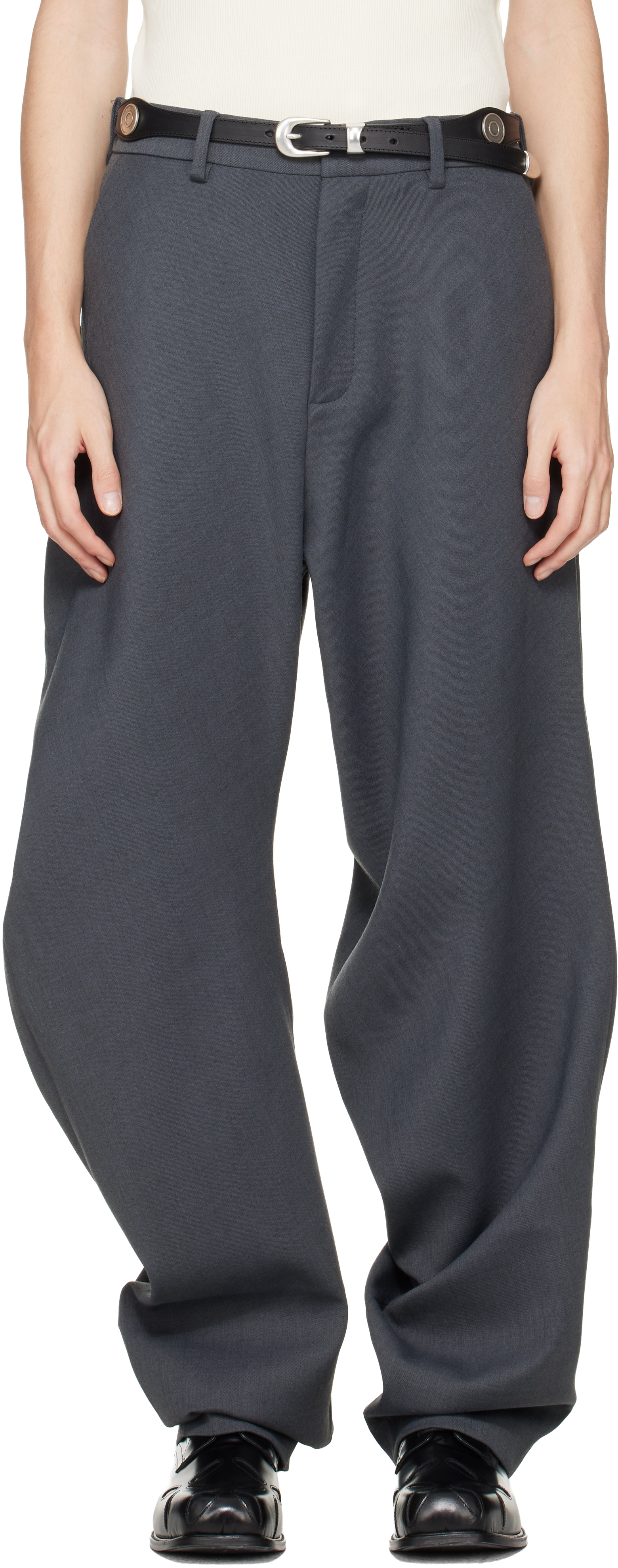 Gray Topsy Turvy Trousers by Charles Jeffrey LOVERBOY on Sale