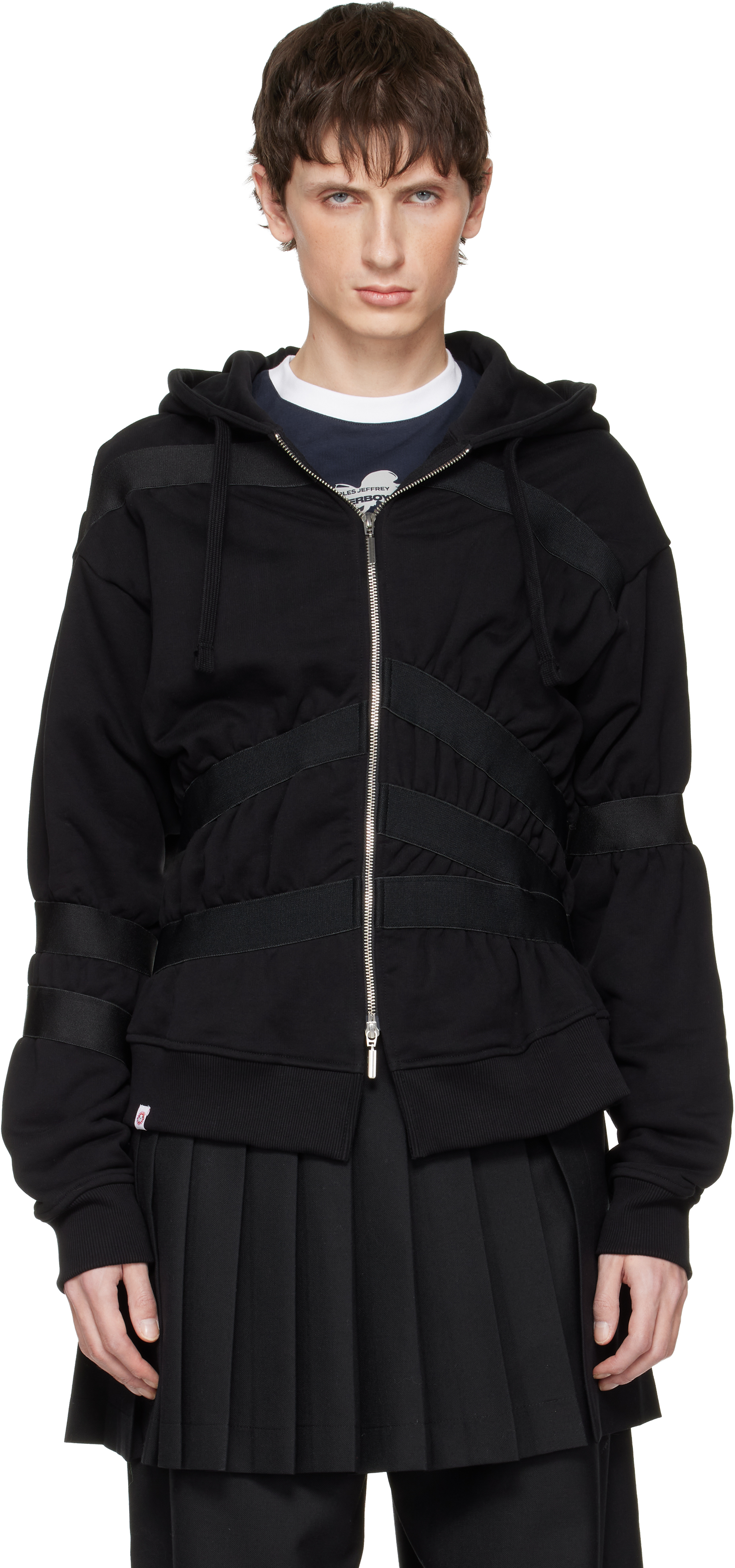 Black Taped Up Hoodie by Charles Jeffrey LOVERBOY on Sale