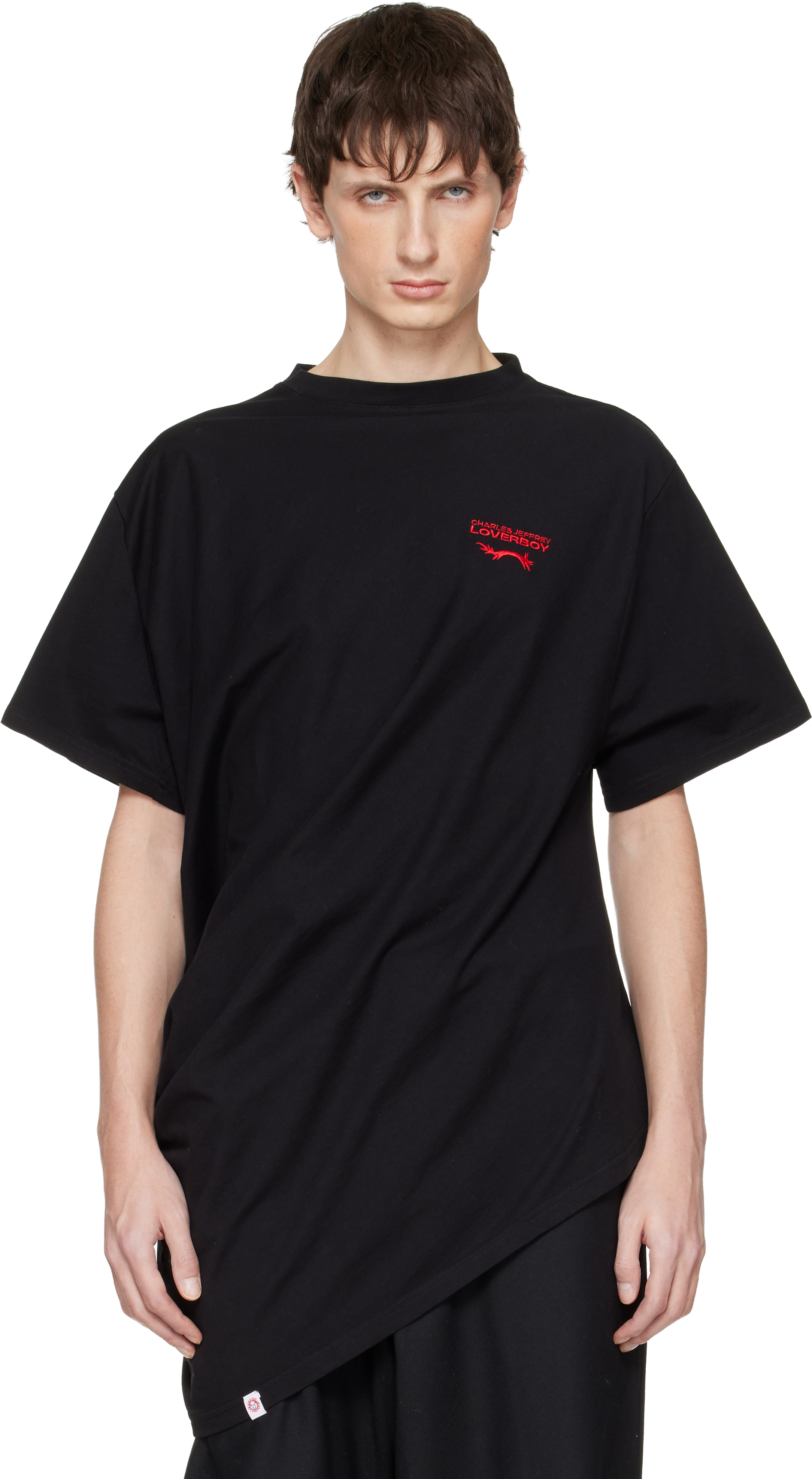 Charles Jeffrey LOVERBOYのブラック Topsy Turvy Tシャツがセール中
