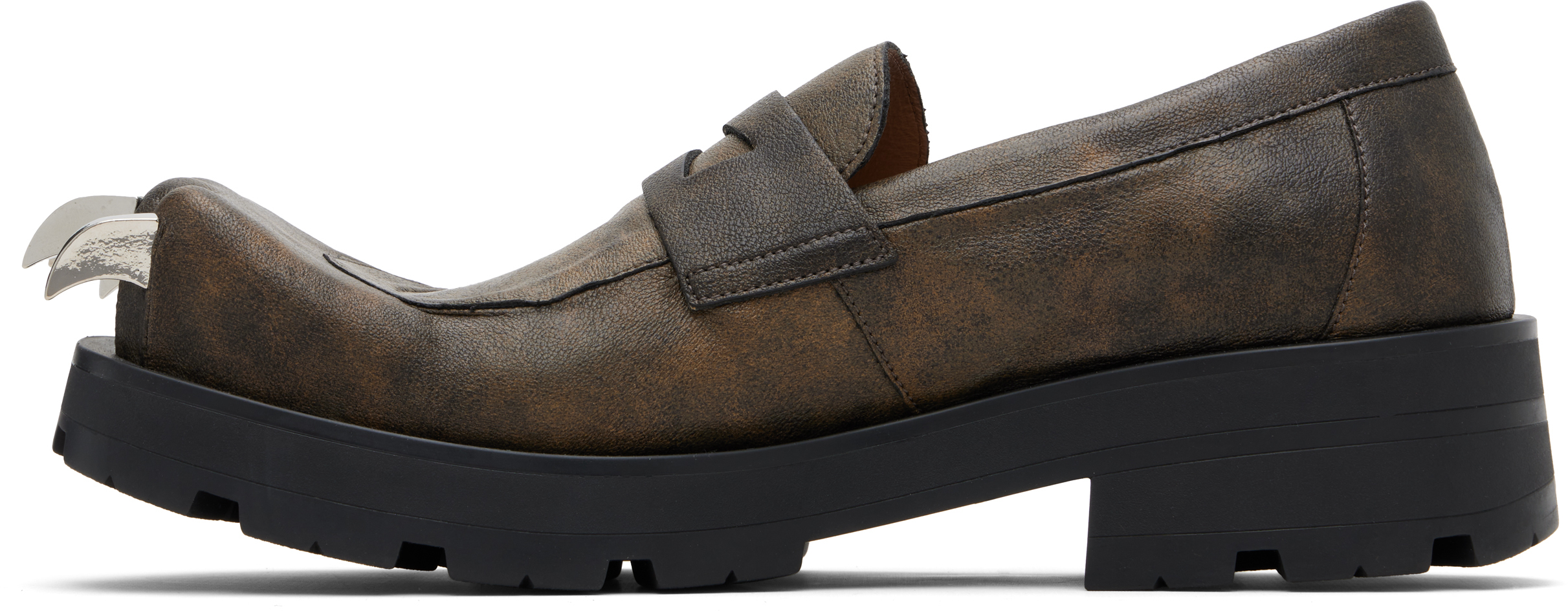 Charles Jeffrey Loverboy Brown Moggies Claws Loafers In Green