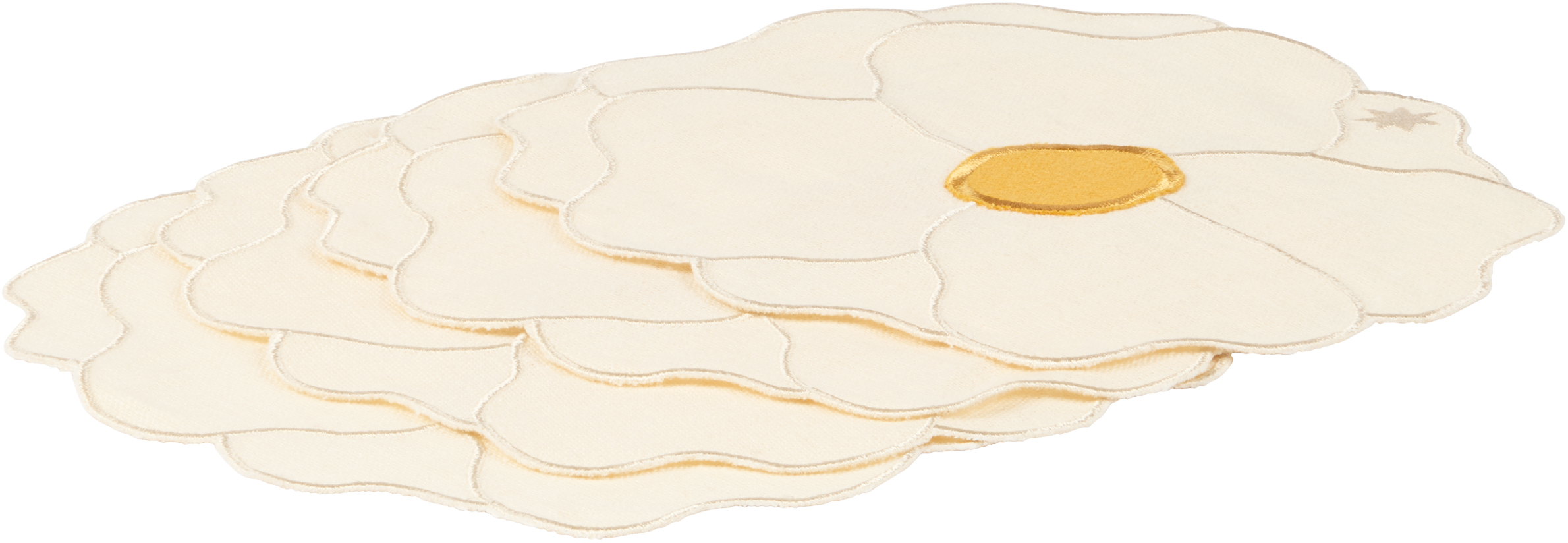 Maison Balzac Off-white & Yellow Wild Rose Napkin Set, 4 Pcs In Cream/yellow