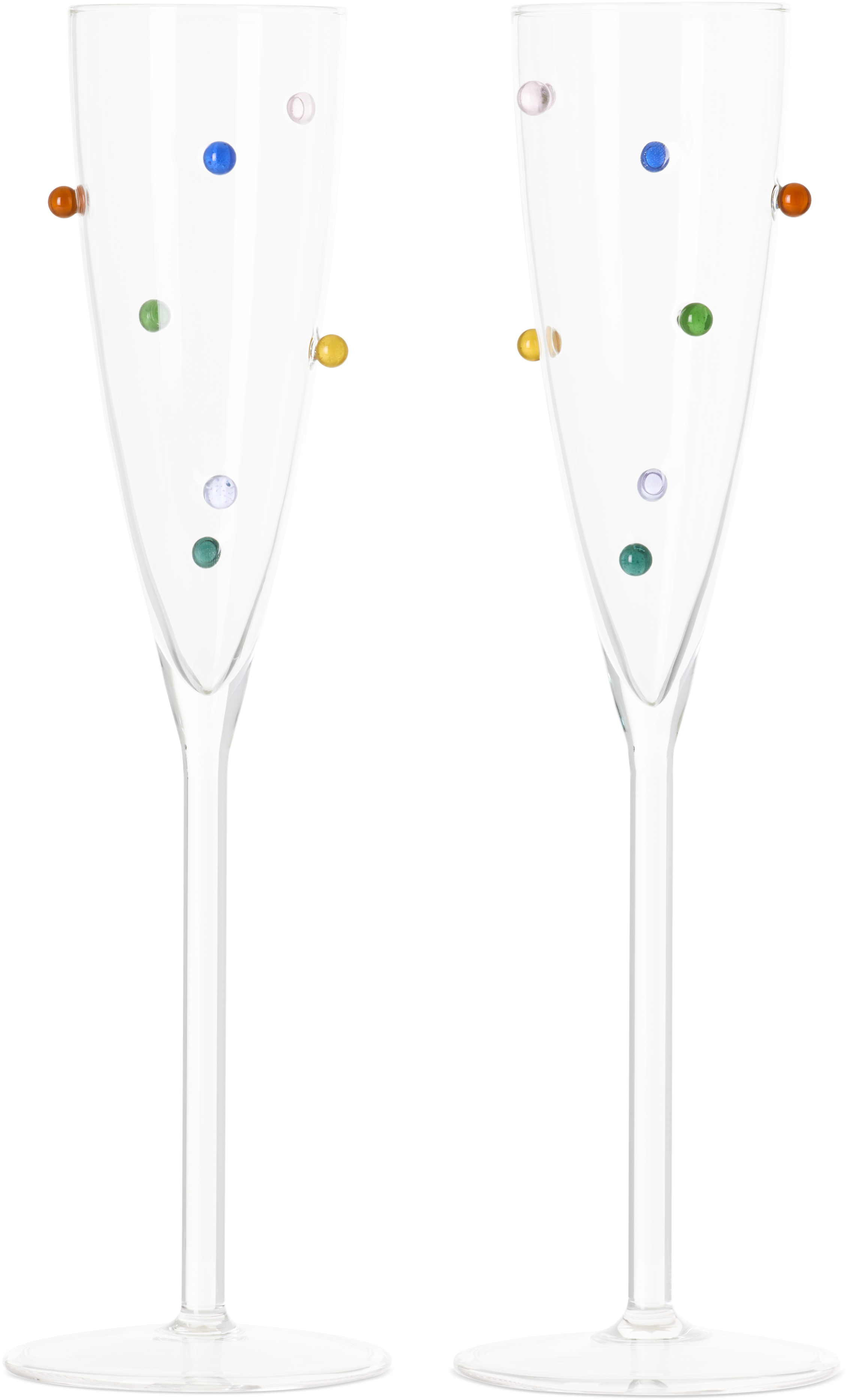 Maison Balzac Multicolor Pomponette Flutes Set In Clear/multi