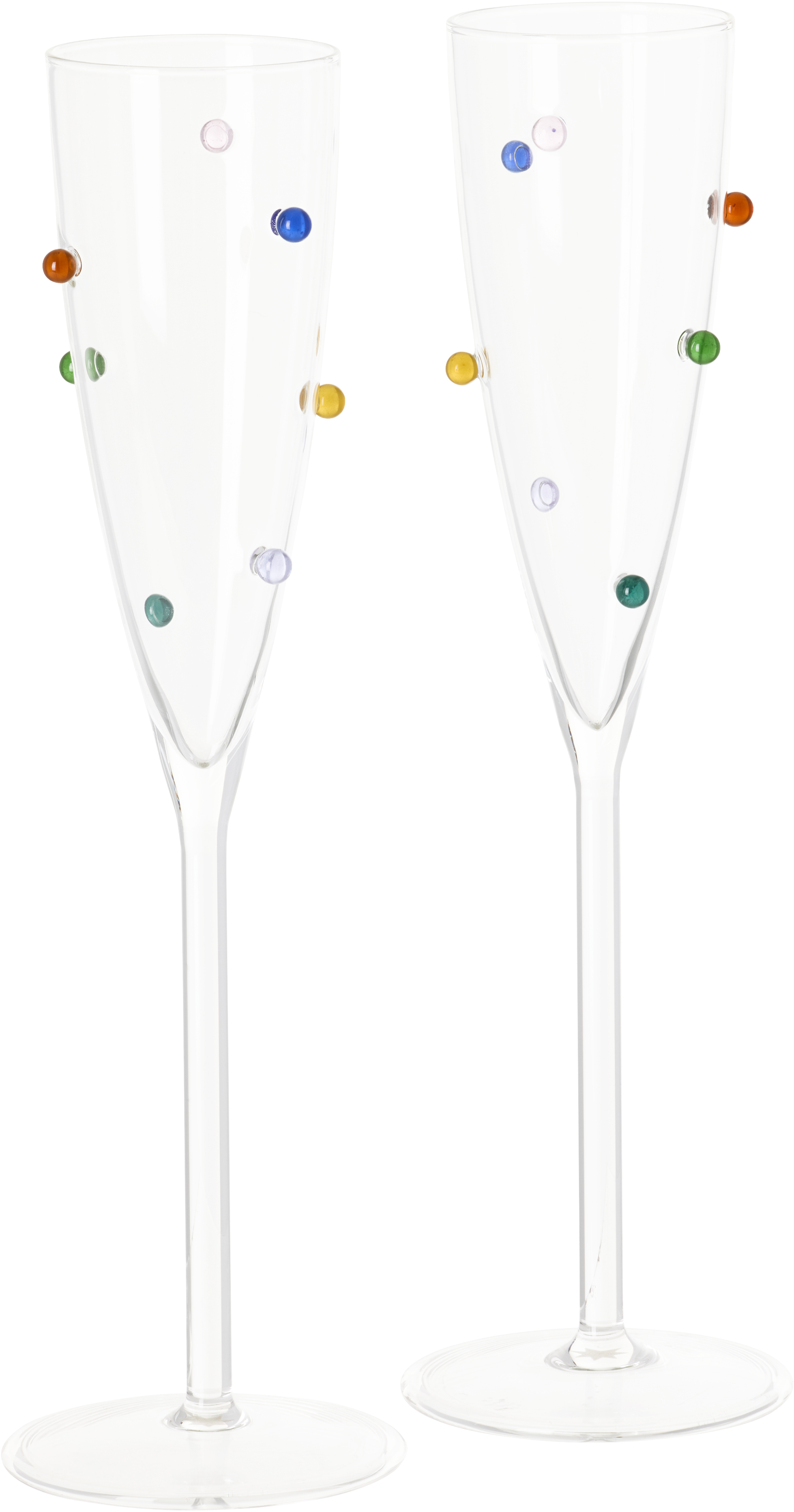 Maison Balzac Multicolor Pomponette Flutes Set In Clear/multi