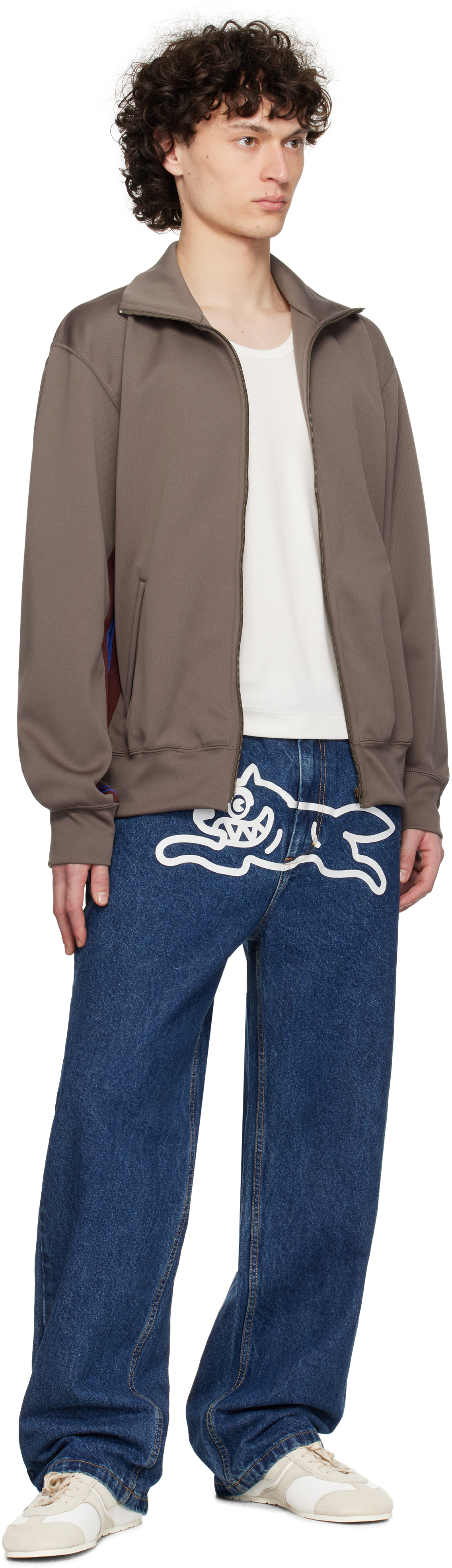 Shop Icecream Blue Running Dog Double Scoop Jeans In Mid Wash Blue