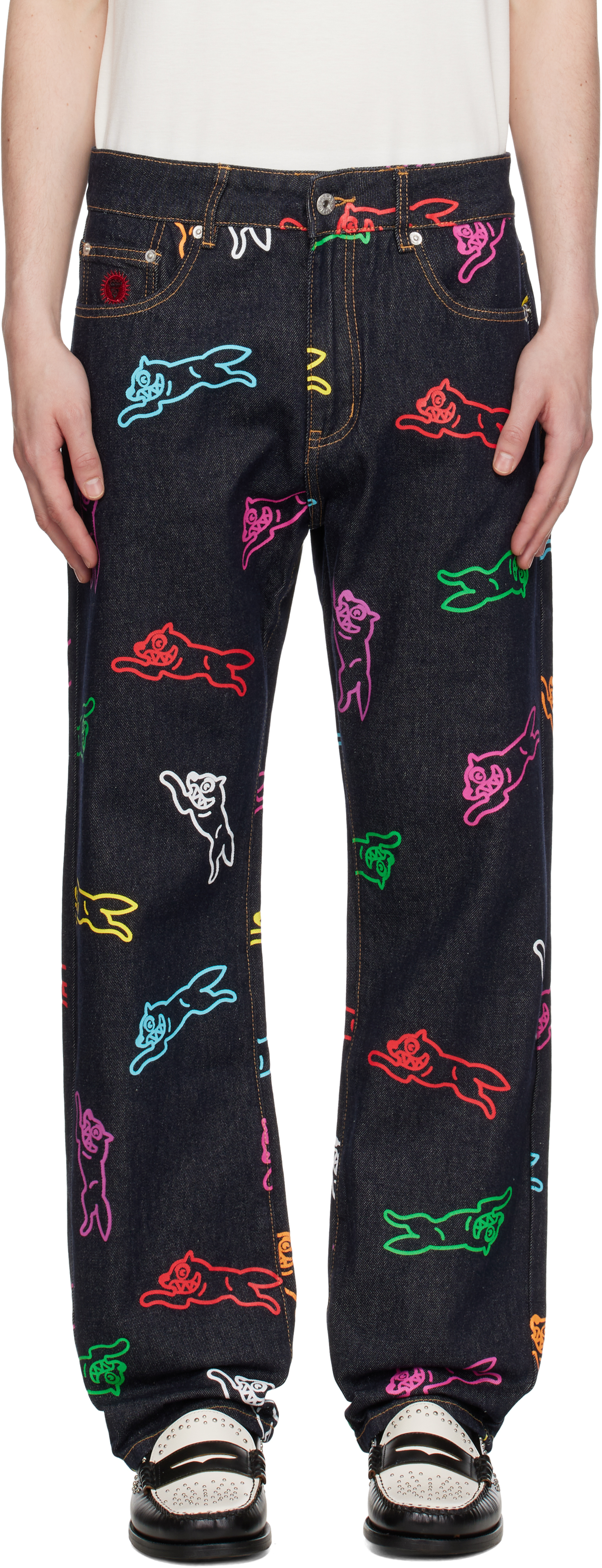 ICECREAM NAVY ALL-OVER RUNNING DOG JEANS