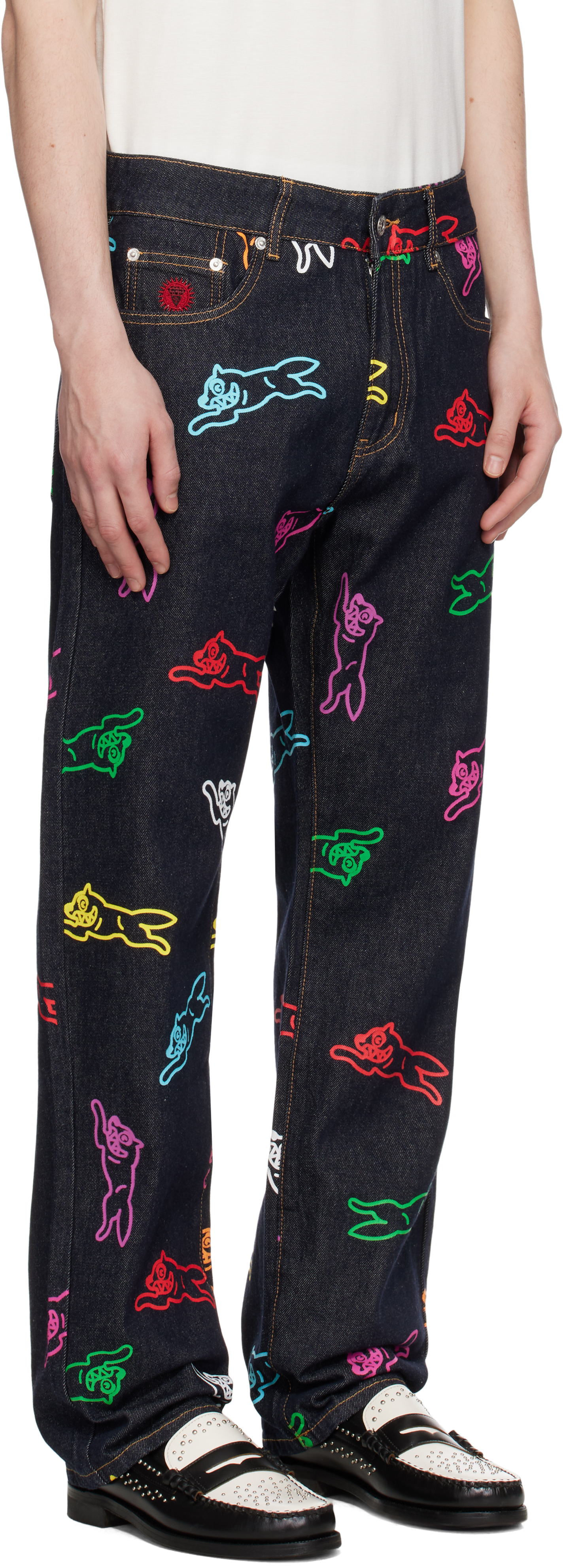 ICECREAM NAVY ALL-OVER RUNNING DOG JEANS