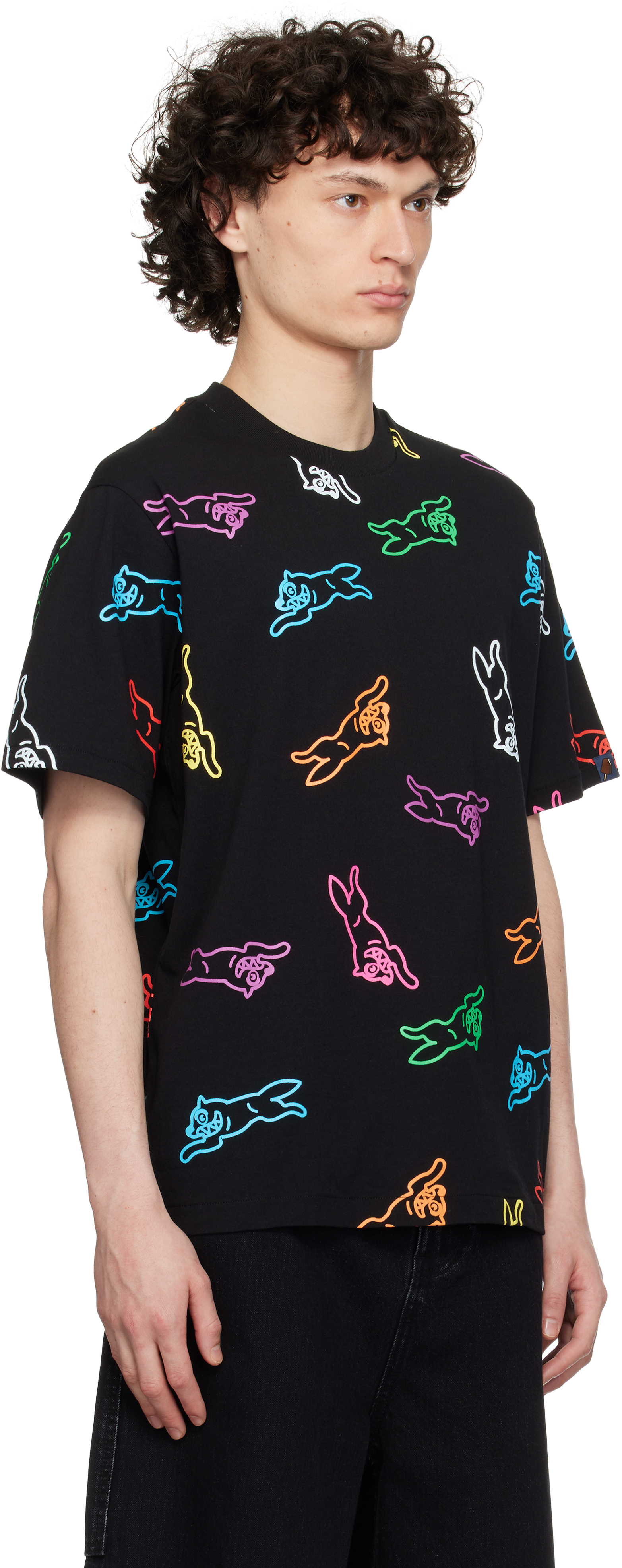 Icecream Black All-over Running Dog T-shirt In Black