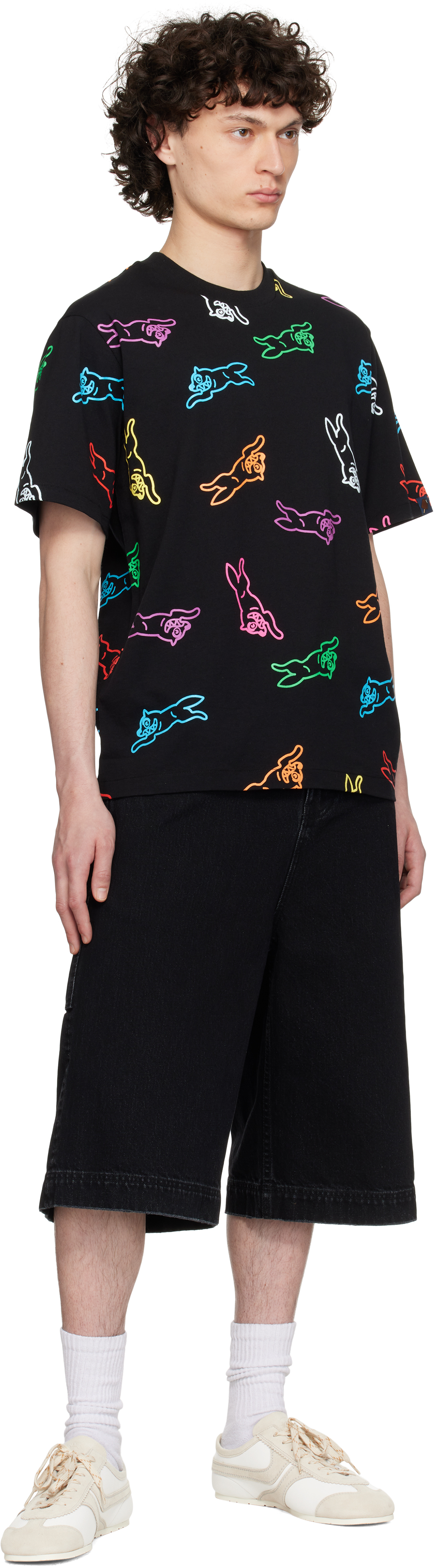 Icecream Black All-over Running Dog T-shirt In Black