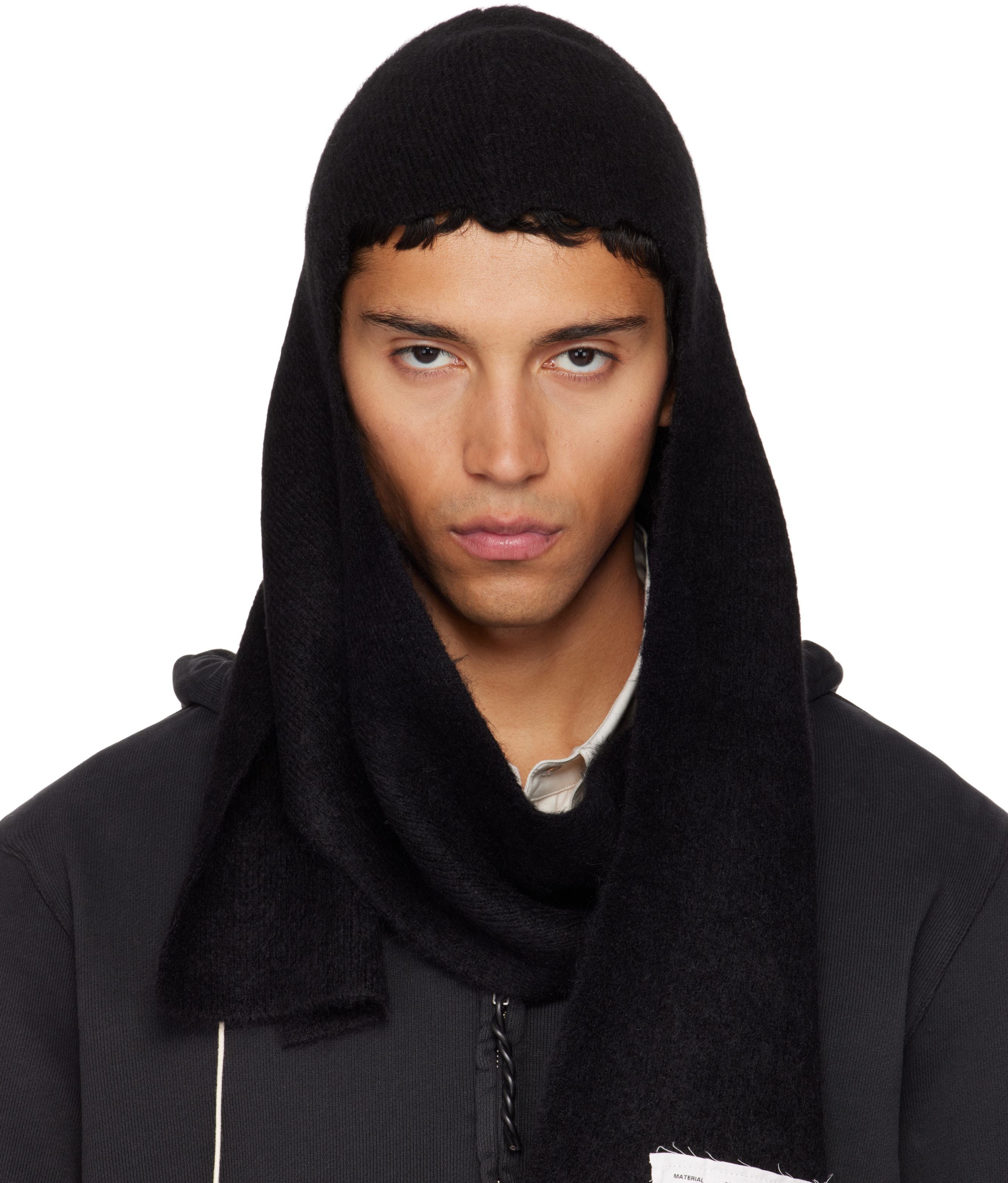 Black Hairy Balaclava by Camiel Fortgens on Sale